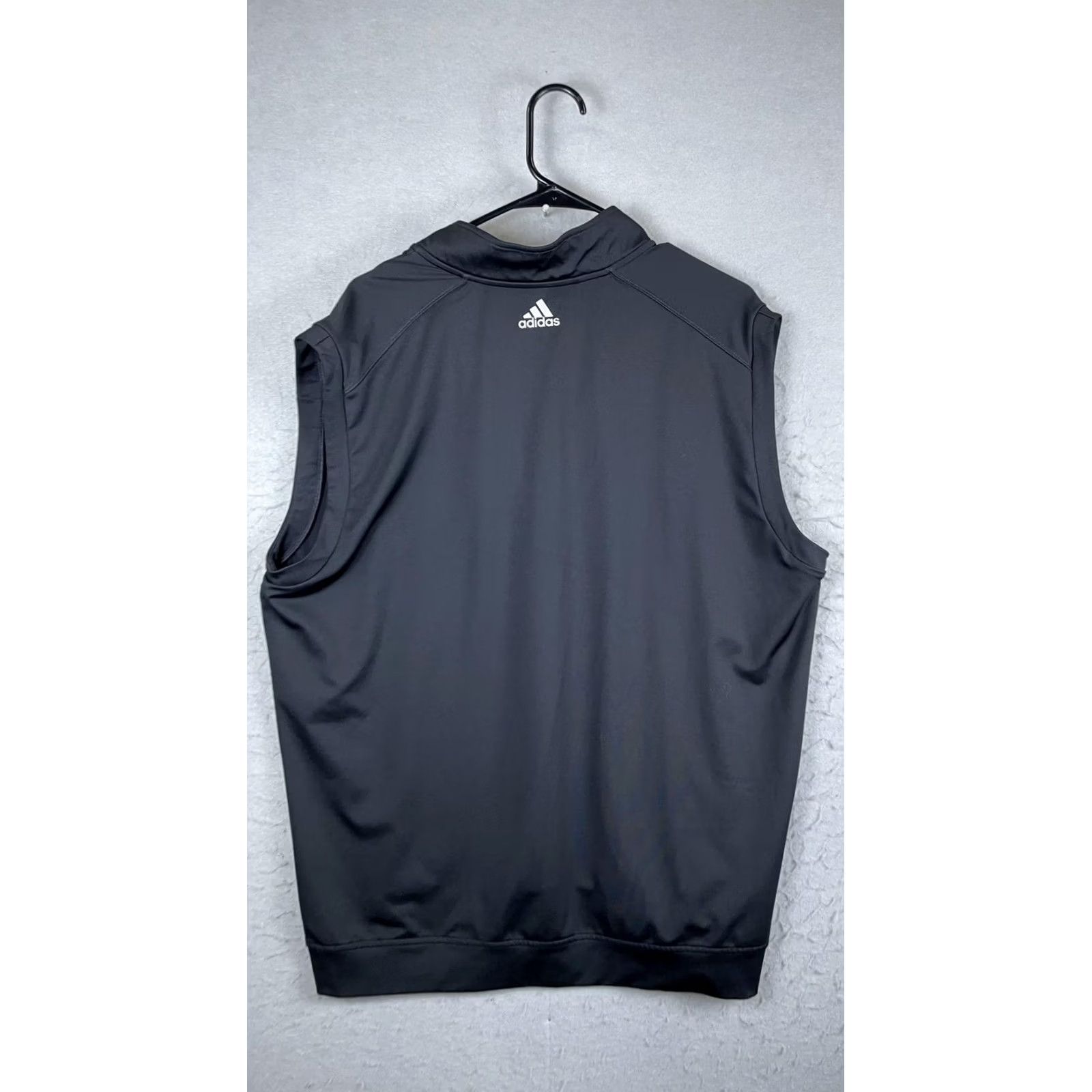 Adidas Adidas Pullover Vest Mens XL Black Sleeveless 1/4 Zip Mock Neck Golf Top Size 46R - 5 Thumbnail
