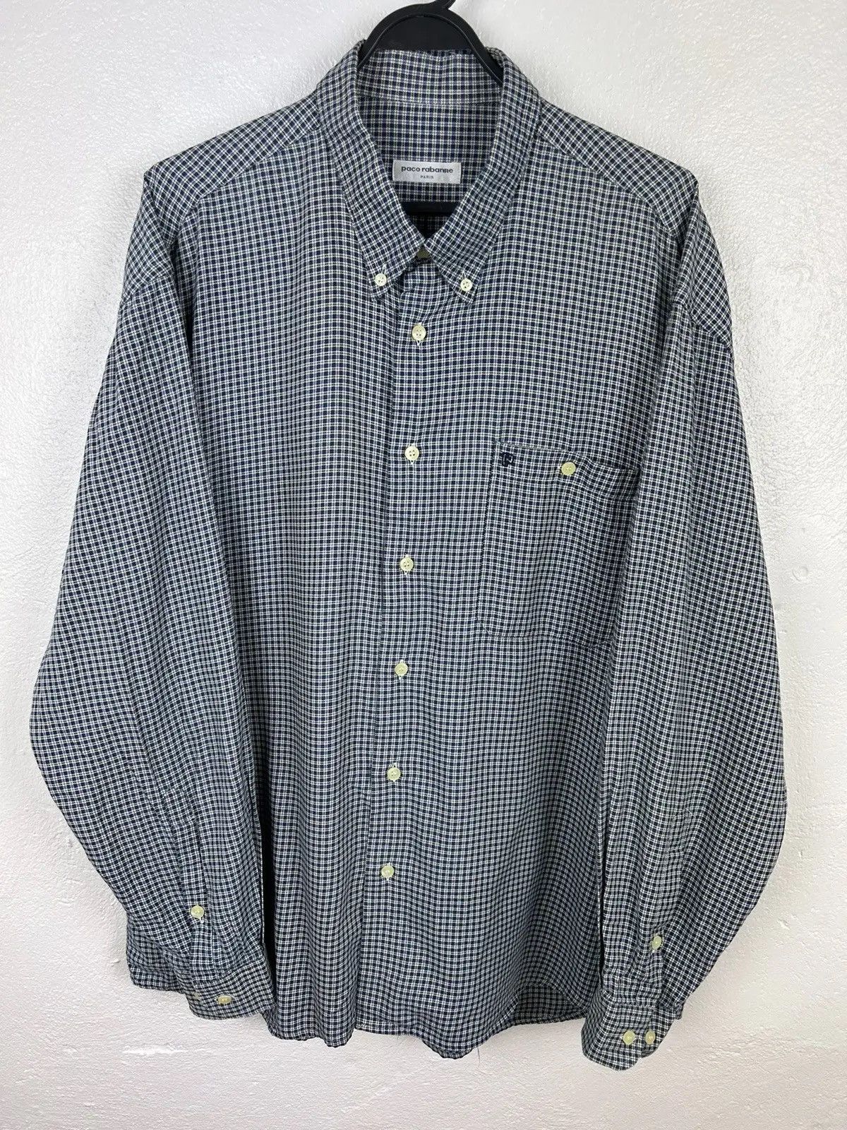 Vintage Vintage Paco Rabanne Paris Checkered Long Sleeve Shirt Size US L / EU 52-54 / 3 - 1 Thumbnail