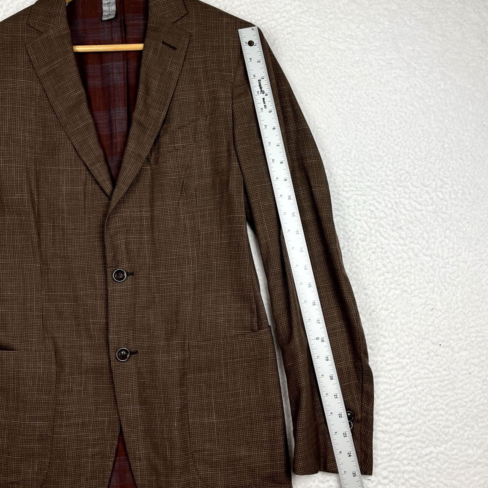 Ermenegildo Zegna Ermenegildo Zegna Sport Coat Jacket Brown Wool Linen Silk EU 48 US 38 Plaid Mens Size US XXS / EU 40 - 7 Thumbnail