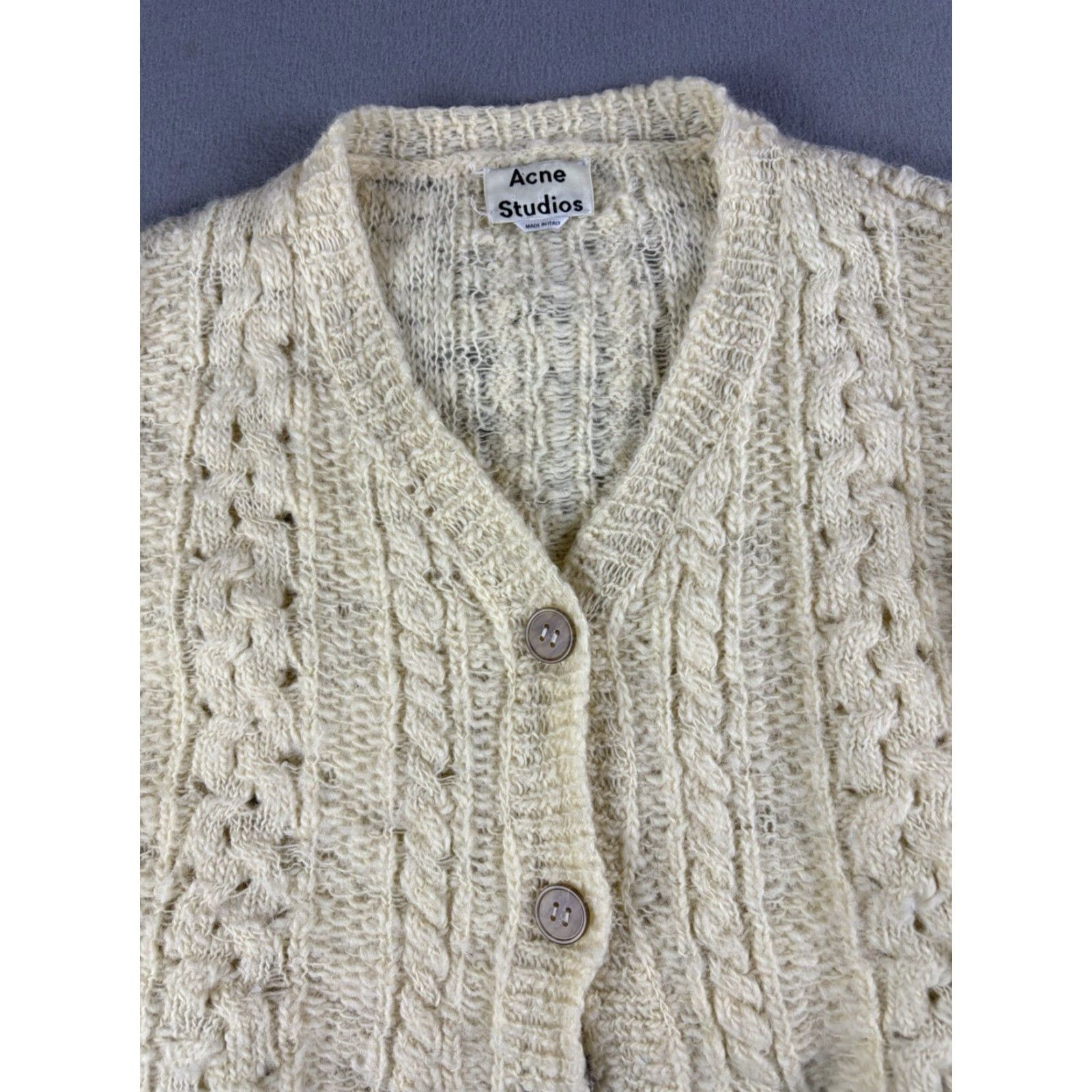Acne Studios Acne Studios Sweater Cardigan Women M Wool Ivory V-Neck Long Sleeve Size M / US 6-8 / IT 42-44 - 3 Thumbnail
