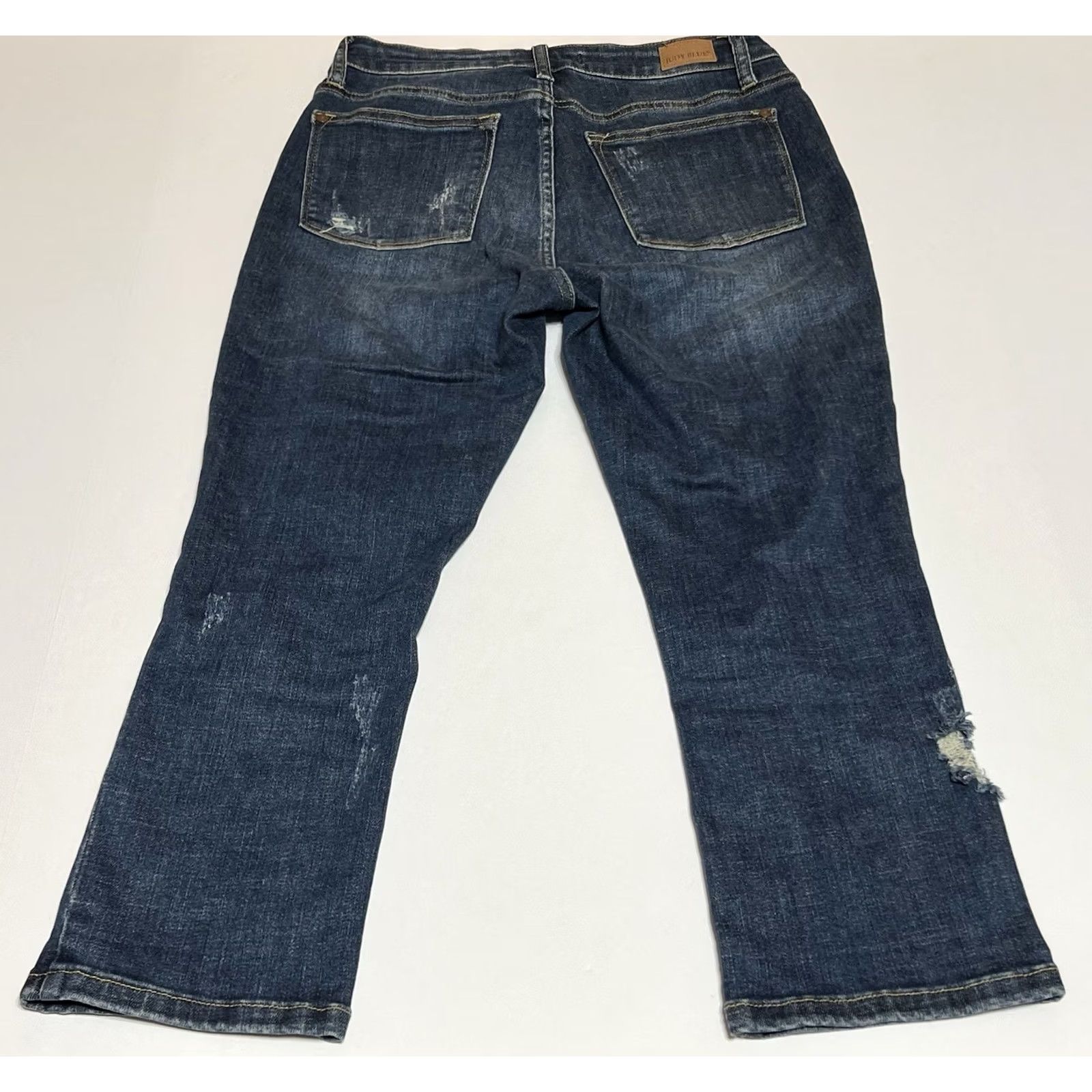 Denime Judy Blue Jeans Womens Capri Regular Stretch Distressed Blue 27x21 5-Pocket Denim High Rise Capris Size 27" / US 4 / IT 40 - 2 Thumbnail