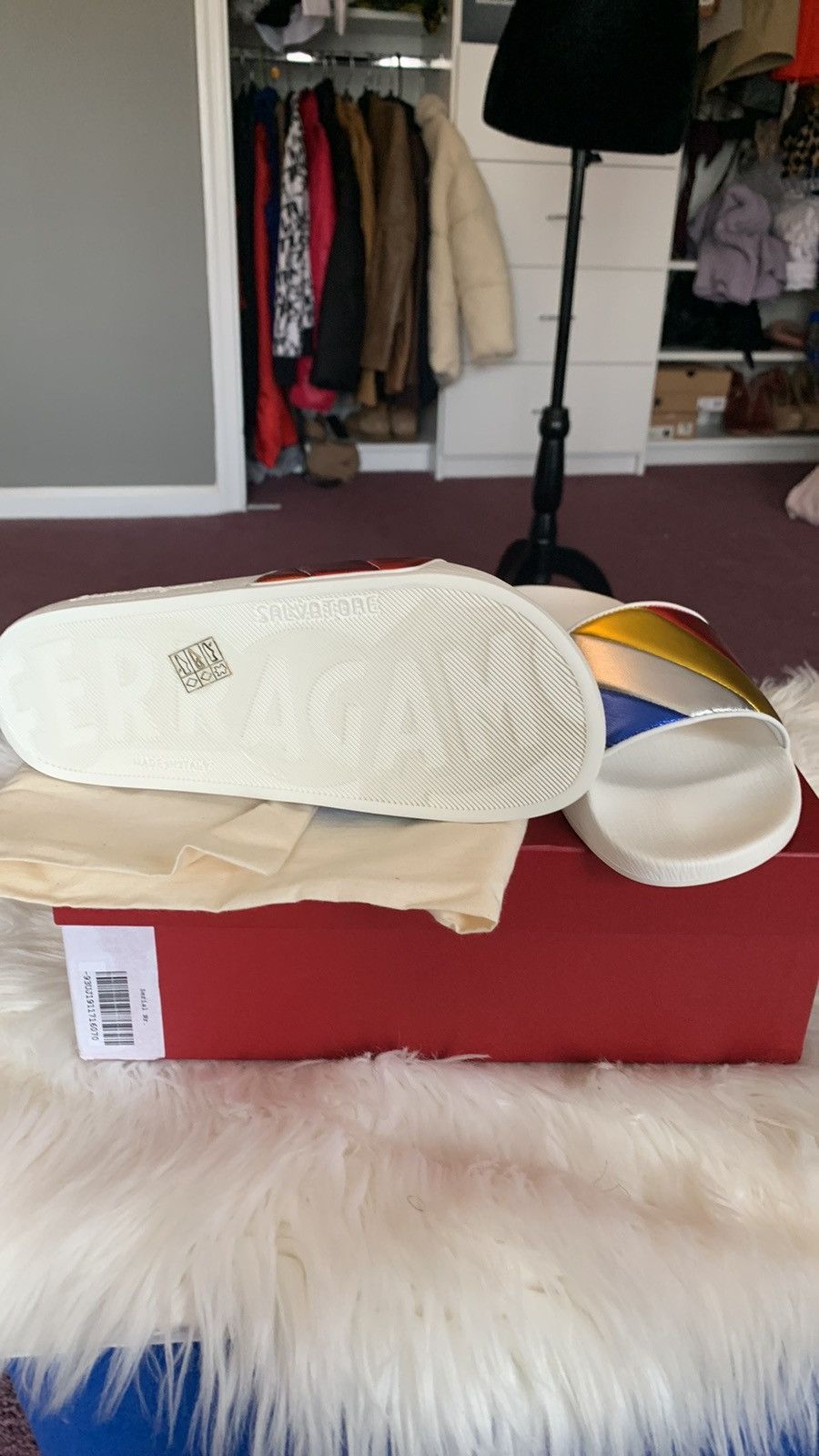 Salvatore Ferragamo 🌈 Salvatore Ferragamo Rainbow Pool Slide Sandals $395 value Size US 7 / IT 37 - 5 Thumbnail