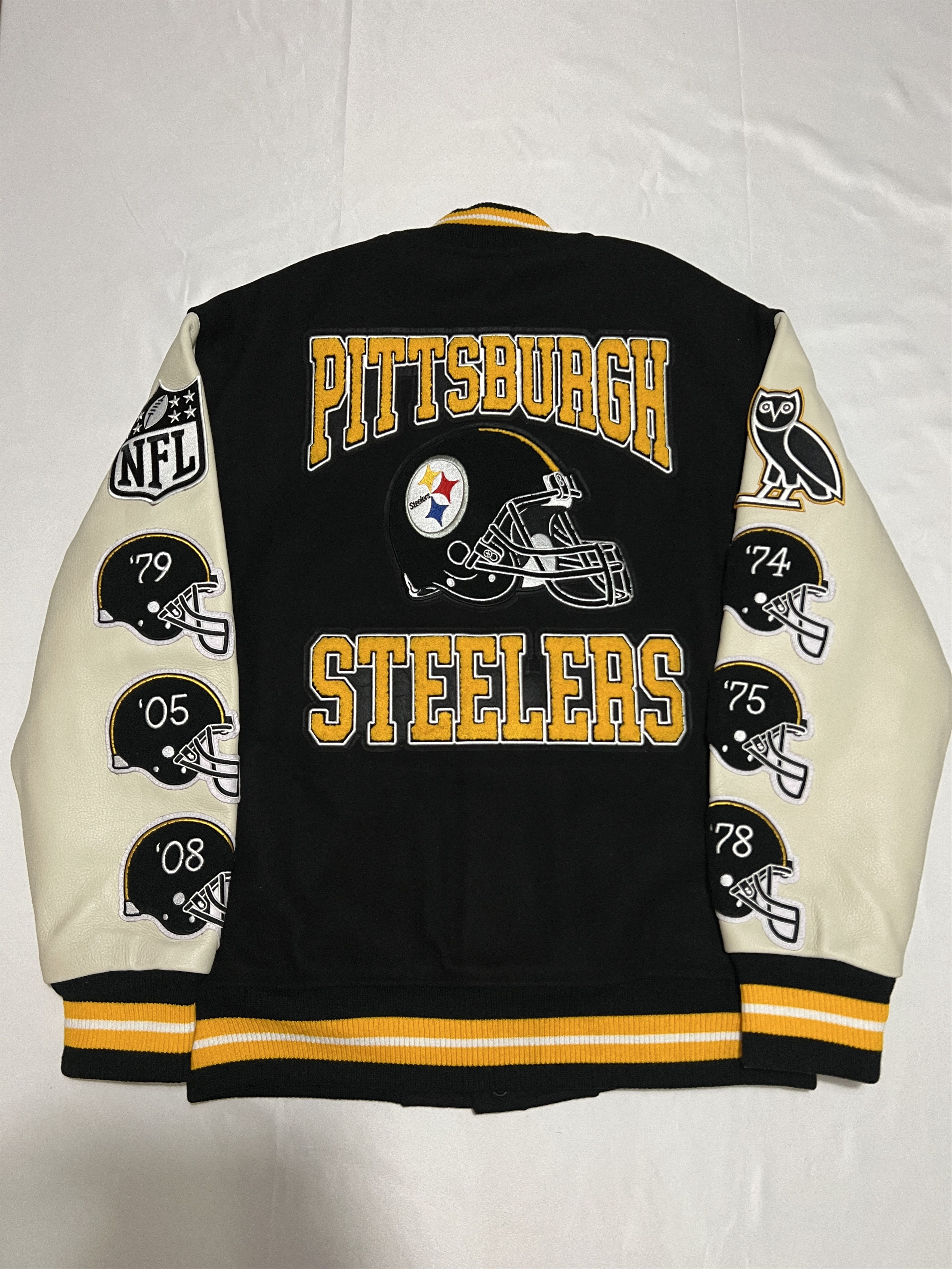 Drake OVO x NFL PITTSBURGH STEELERS OG OWL GAME DAY VARSITY JACKET Size US M / EU 48-50 / 2 - 4 Thumbnail