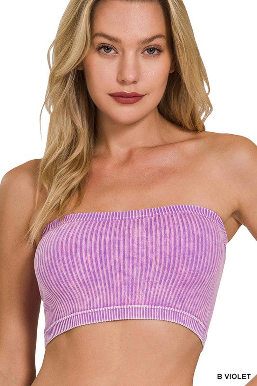 Other Washed Ribbed Seamless Tube Top Zenana in Multiple Colors Size ONE SIZE - 7 Thumbnail