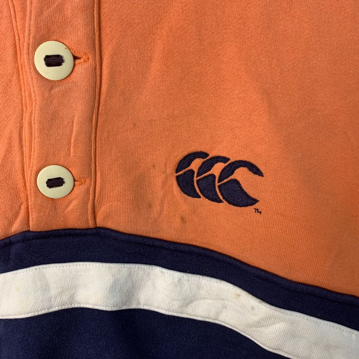 Canterbury of New Zealand × Vintage Canterbury Big Logo Stripe Half Button Collor Sweatshirt Size US L / EU 52-54 / 3 - 3 Thumbnail