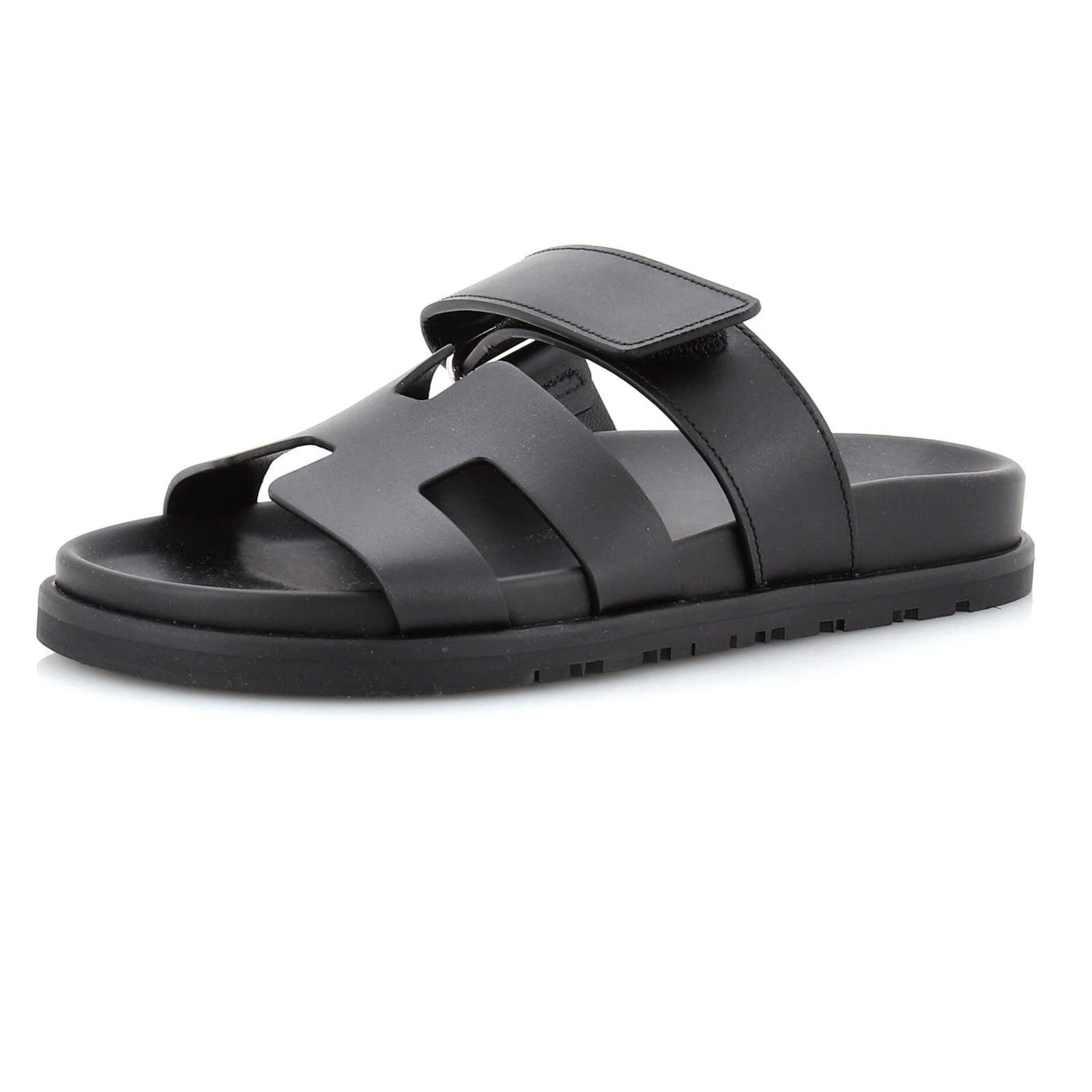 image of Hermes Women's Chypre Sandals Leather None in Black (Size 4)