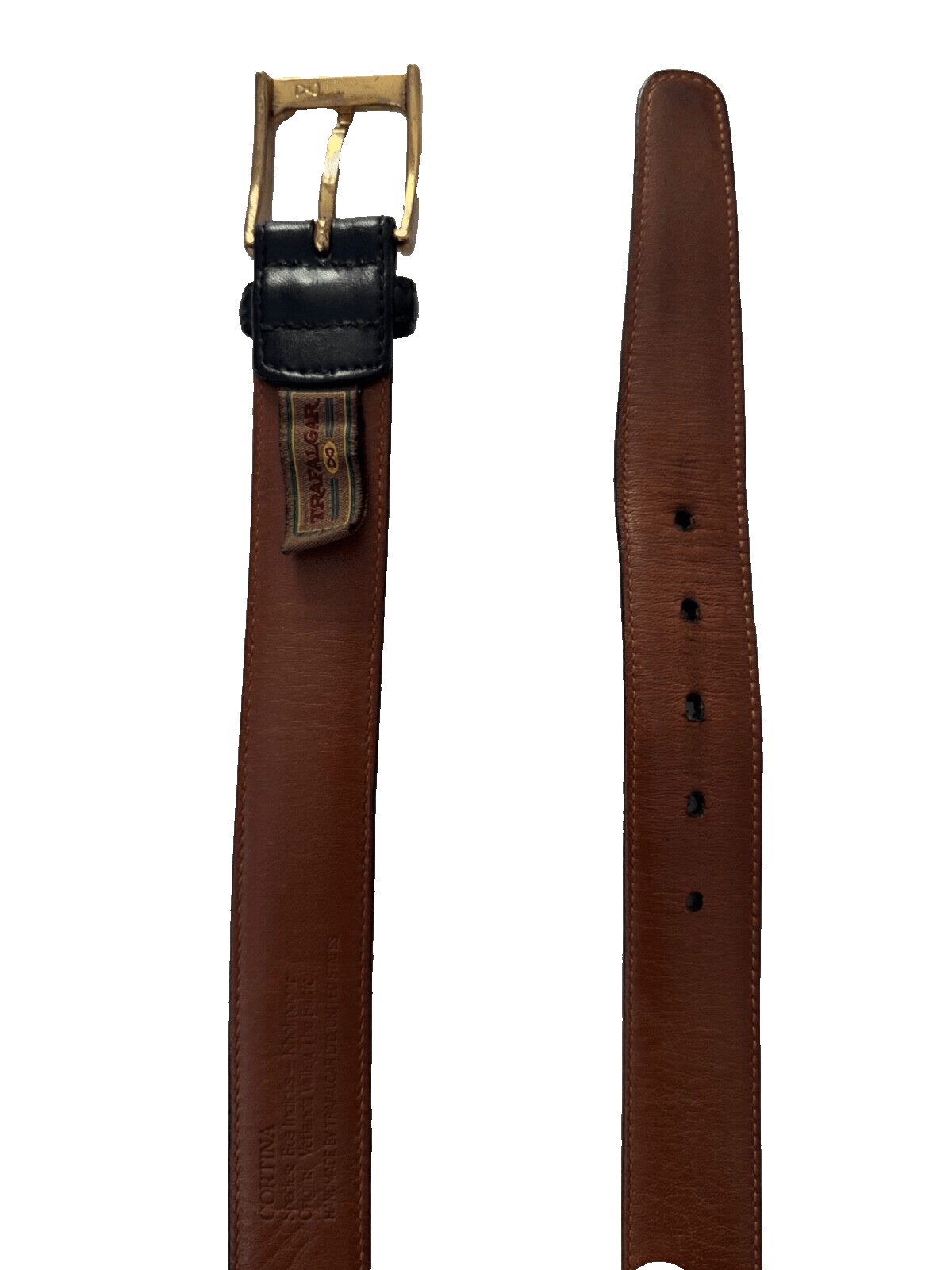 Trafalgar Trafalgar Cortina Men's Sz 36 Black Hand Made Leather Belt Size 36 - 2 Thumbnail