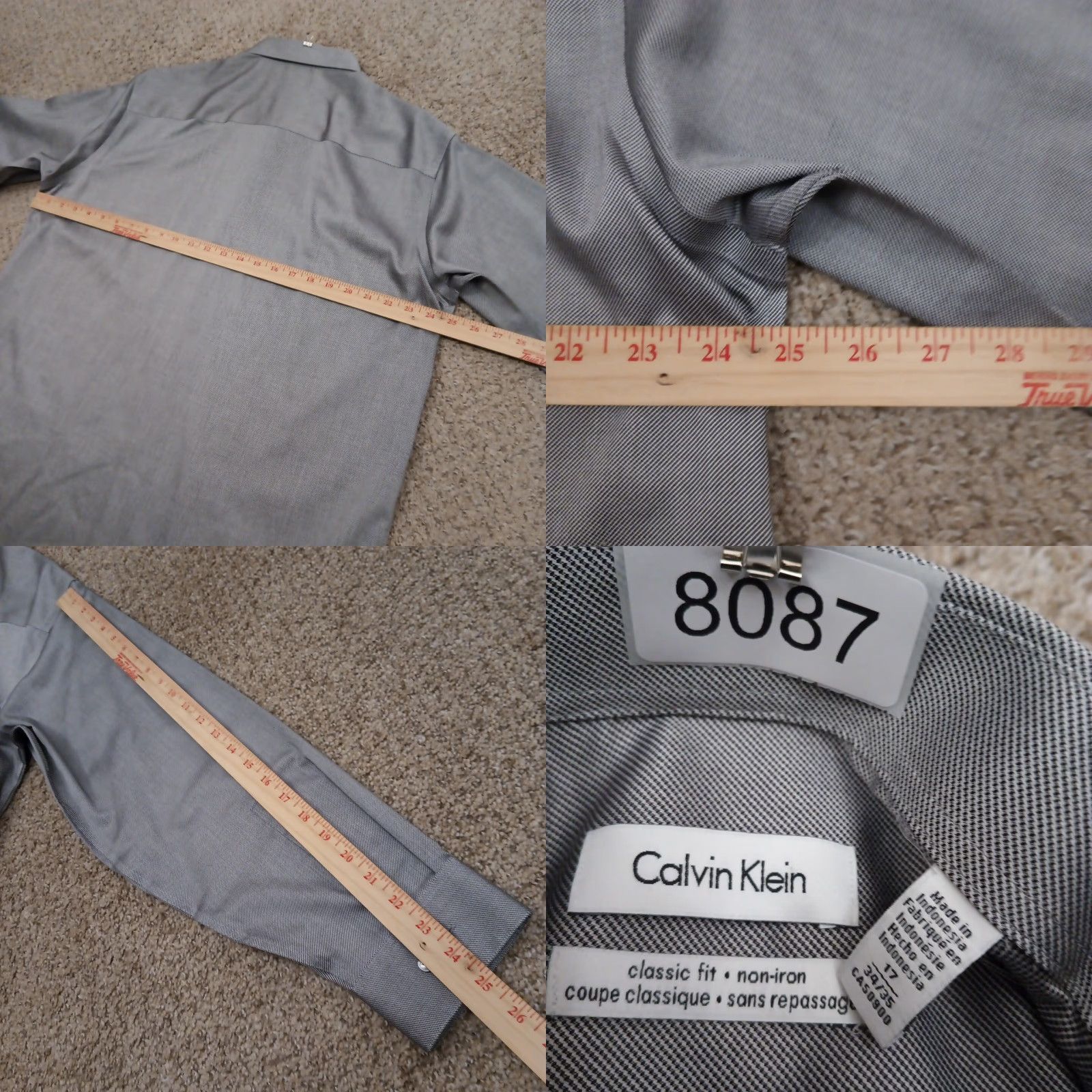 Calvin Klein Calvin Klein Shirt Men Size 17 Gray Classic Fit Long Sleeve Button Up Size US XL / EU 56 / 4 - 8 Thumbnail