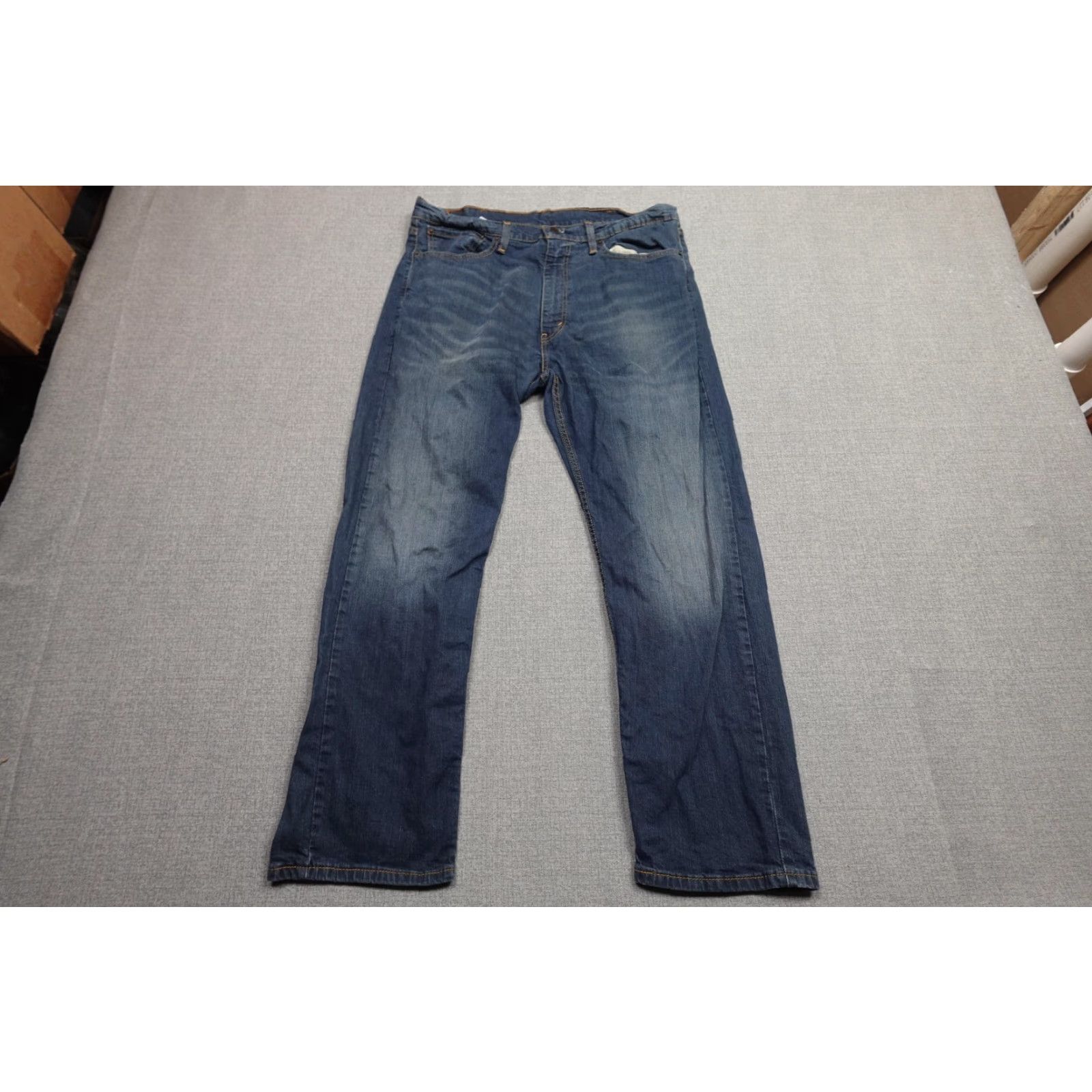 Levi's Levi's 505 Jeans Mens 38x30 Blue Denim Stretch Dark Wash Straight 5-Pocket Zip Fly Leather Patch Cotton Blend Vintage No Size US 38 / EU 54 - 3 Thumbnail