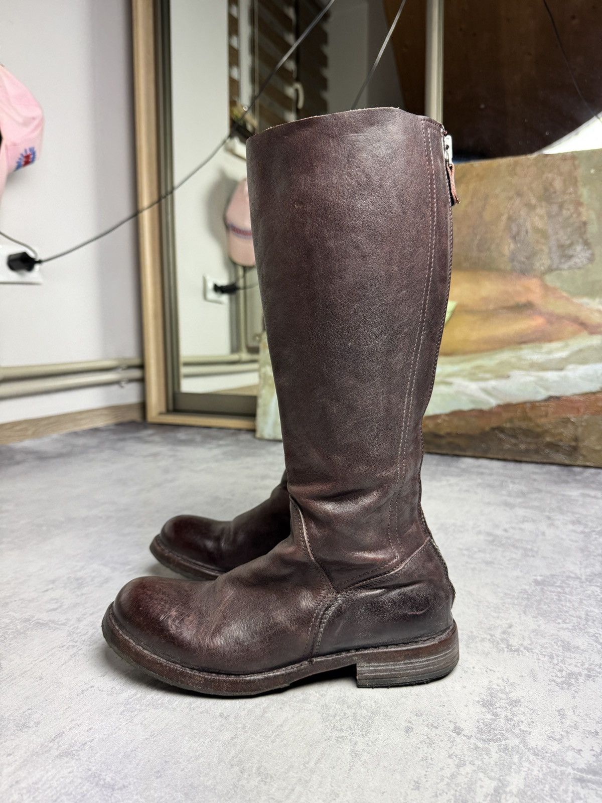 MoMa Ziu Up Punk Italian Moto Distressed Leather Y2K Boots