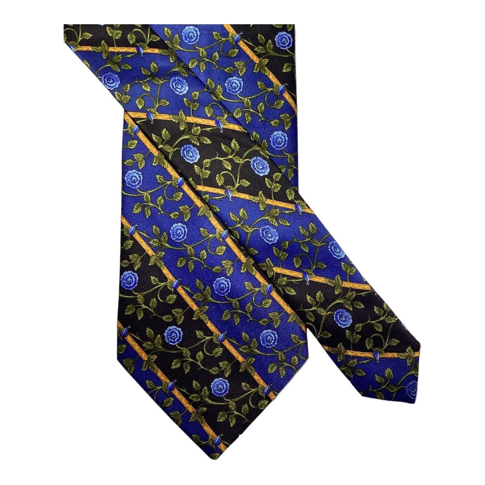 Altea ALTEA MILANO Blue Flower Print Luxury Designer Silk Tie Made Size ONE SIZE - 5 Thumbnail