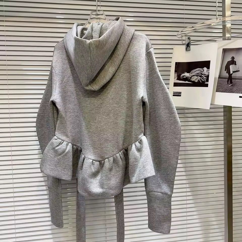 Other Designer Bandage Ruffles Gray Cute Sweatshirt Hoodie Size M / US 6-8 / IT 42-44 - 9 Thumbnail