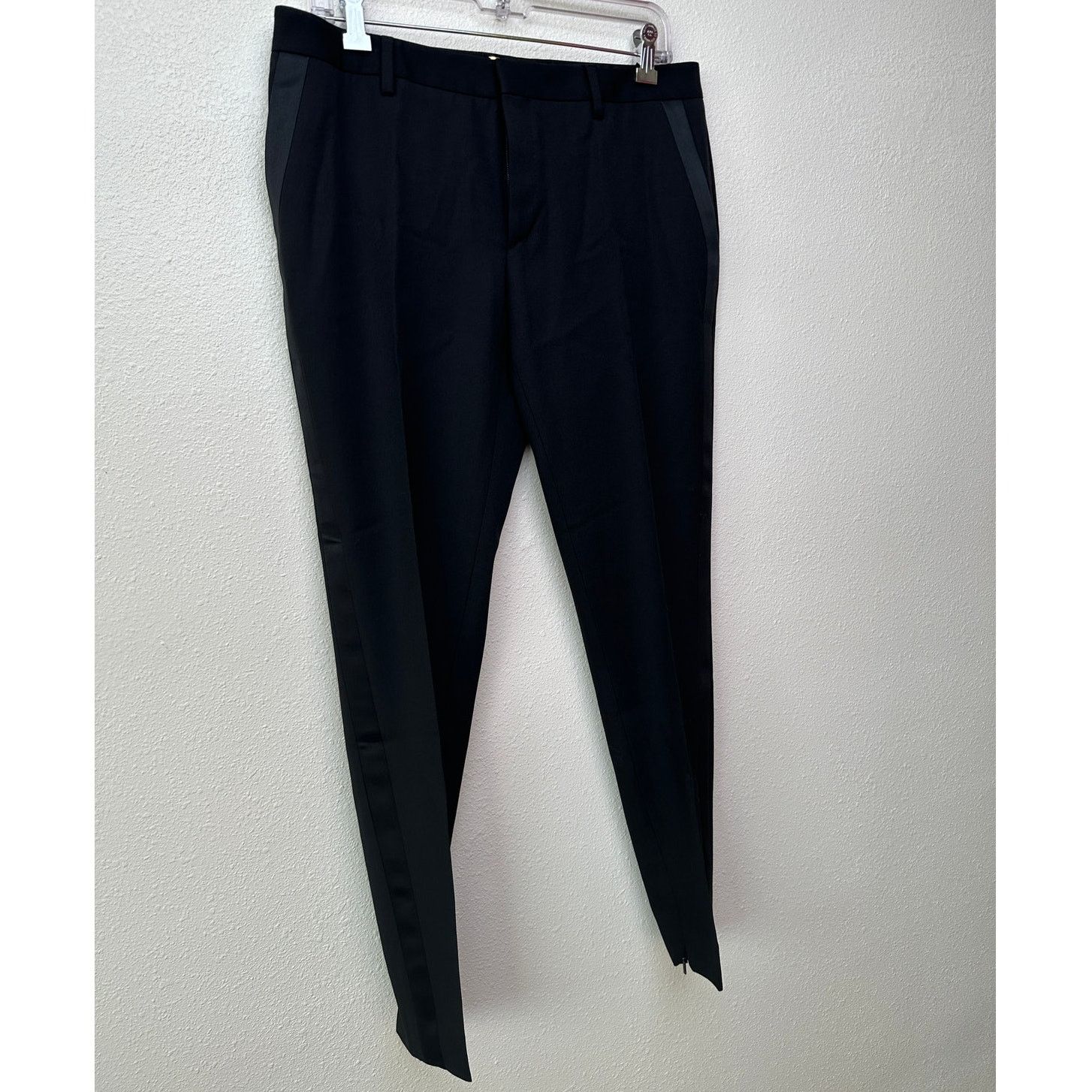 Yves Saint Laurent Saint Laurent Black Tuxedo Pants Satin Stripe Zip Hem US 6 Size 28" / US 6 / IT 42 - 3 Thumbnail