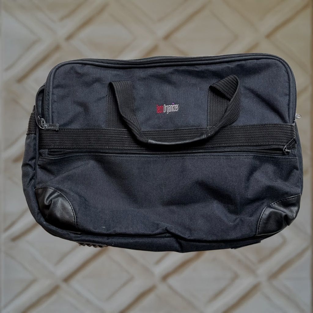 Vintage Tech Organizer Laptop Bag - Black - Medium - Zip Pockets - Expandable - Business Travel Workwear - 18x12in - Mens - Polyester - Laptop Bag Size ONE SIZE - 1 Thumbnail