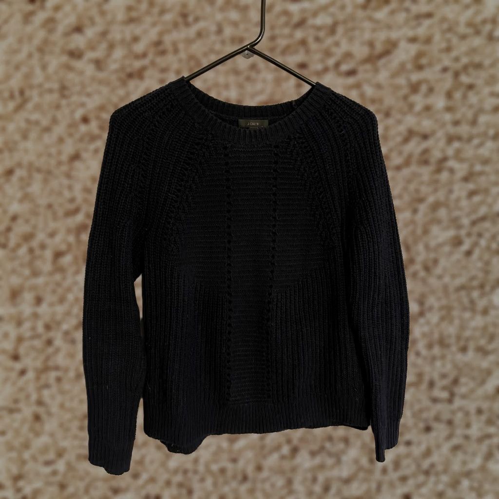 J.Crew J.CREW Sweater Pullover Cable-Knit Crew Neck Navy Blue Wool/Cotton Women's XS Size XS / US 0-2 / IT 36-38 - 1 Thumbnail