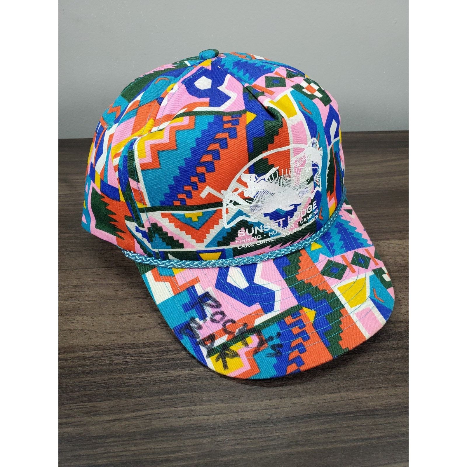 Nissan × Vintage Sunset Lodge Hat Snapback Cap Abstract 90s Art Lake Oahe SD Size ONE SIZE - 1 Thumbnail