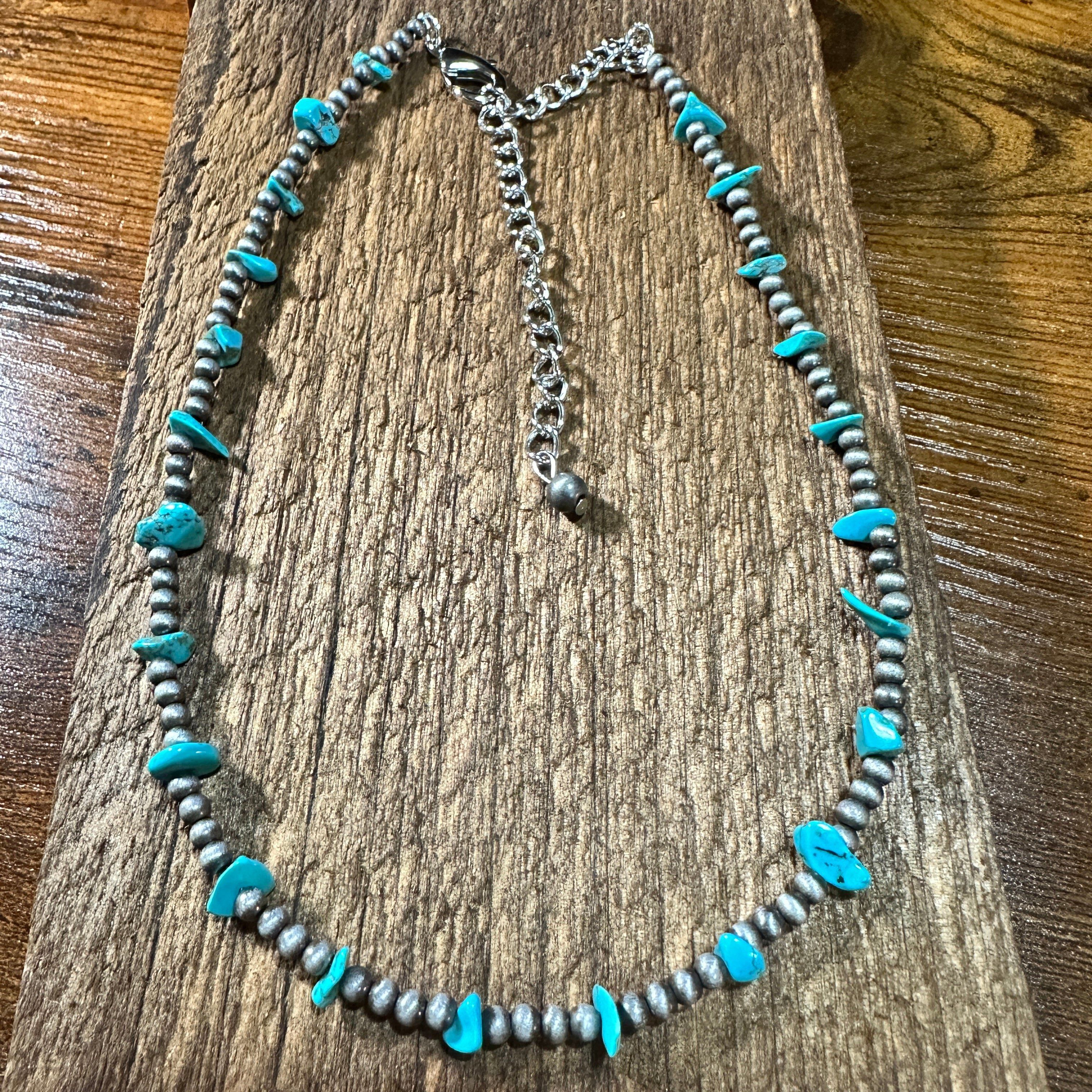 Other Handmade Navajo Bead Turquoise Necklace, Native American Adj Size ONE SIZE - 4 Thumbnail
