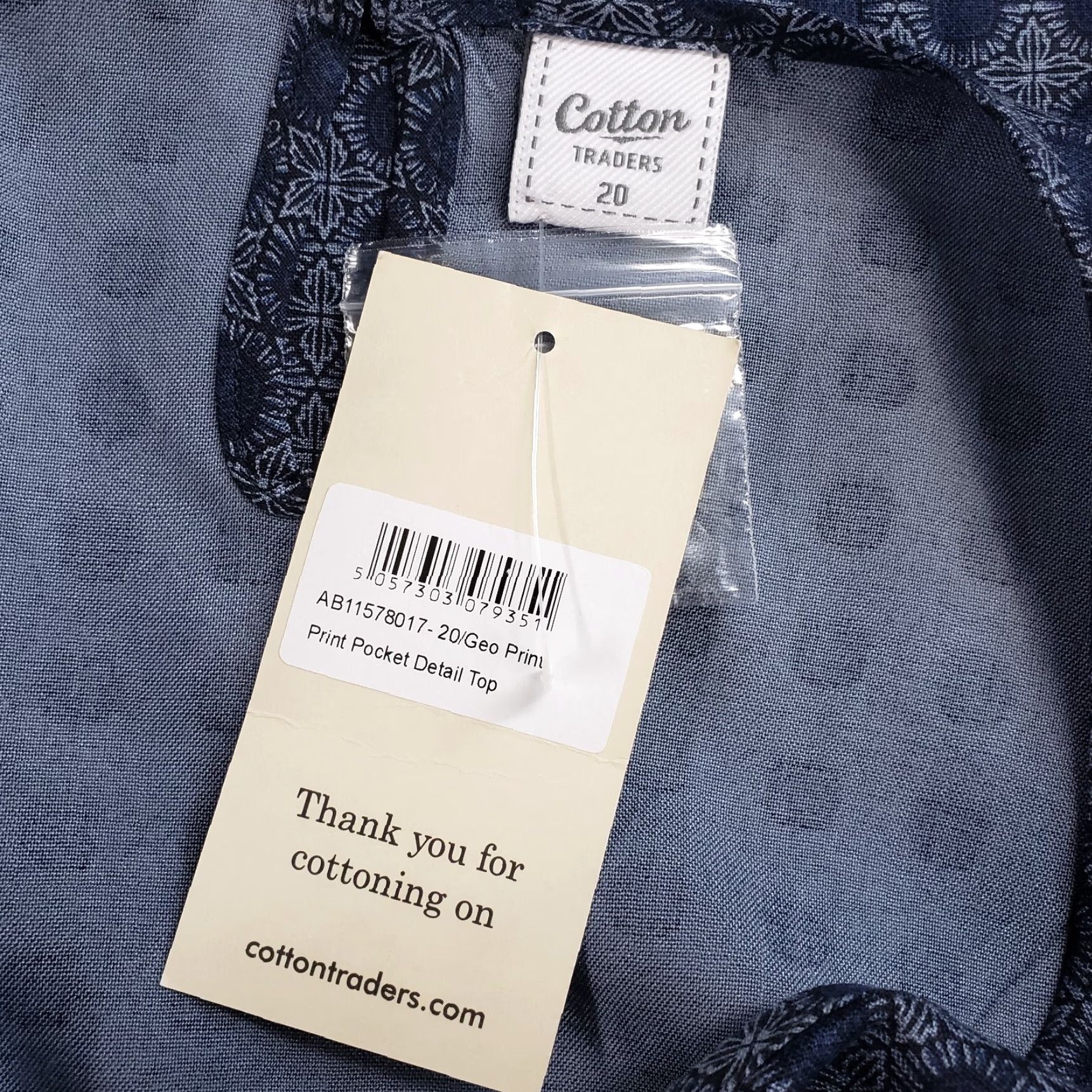 Cotton Traders Cotton Traders Womens Top Blue Short Sleeve Geometric Pocket Detail 16 20 US 16 T-Shirt Viscose Shirt Womens Size XXL / US 16-18 / IT 52-54 - 6 Thumbnail