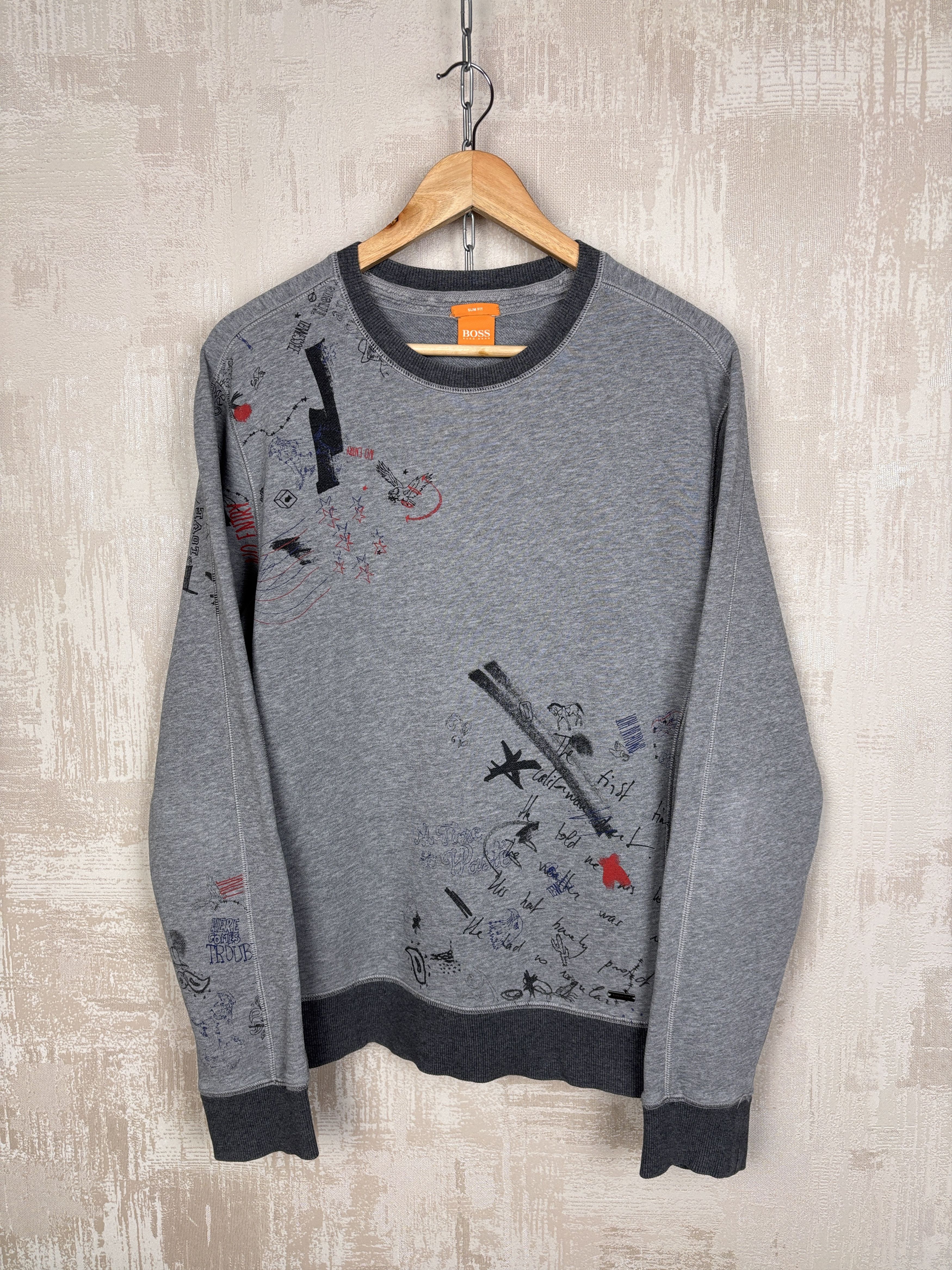 Hugo Boss Hugo Boss Orange Wheel Style Sweatshirt Scribble Print Size US M / EU 48-50 / 2 - 13 Thumbnail