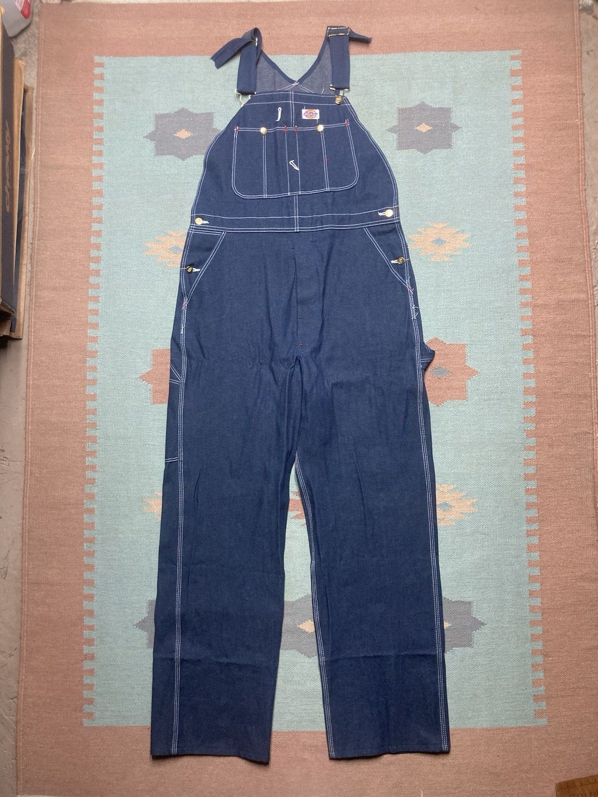 Vintage 80s dickies denim overalls NOS raw denim farm made USA 38x34 Size US 38 / EU 54 - 1 Thumbnail