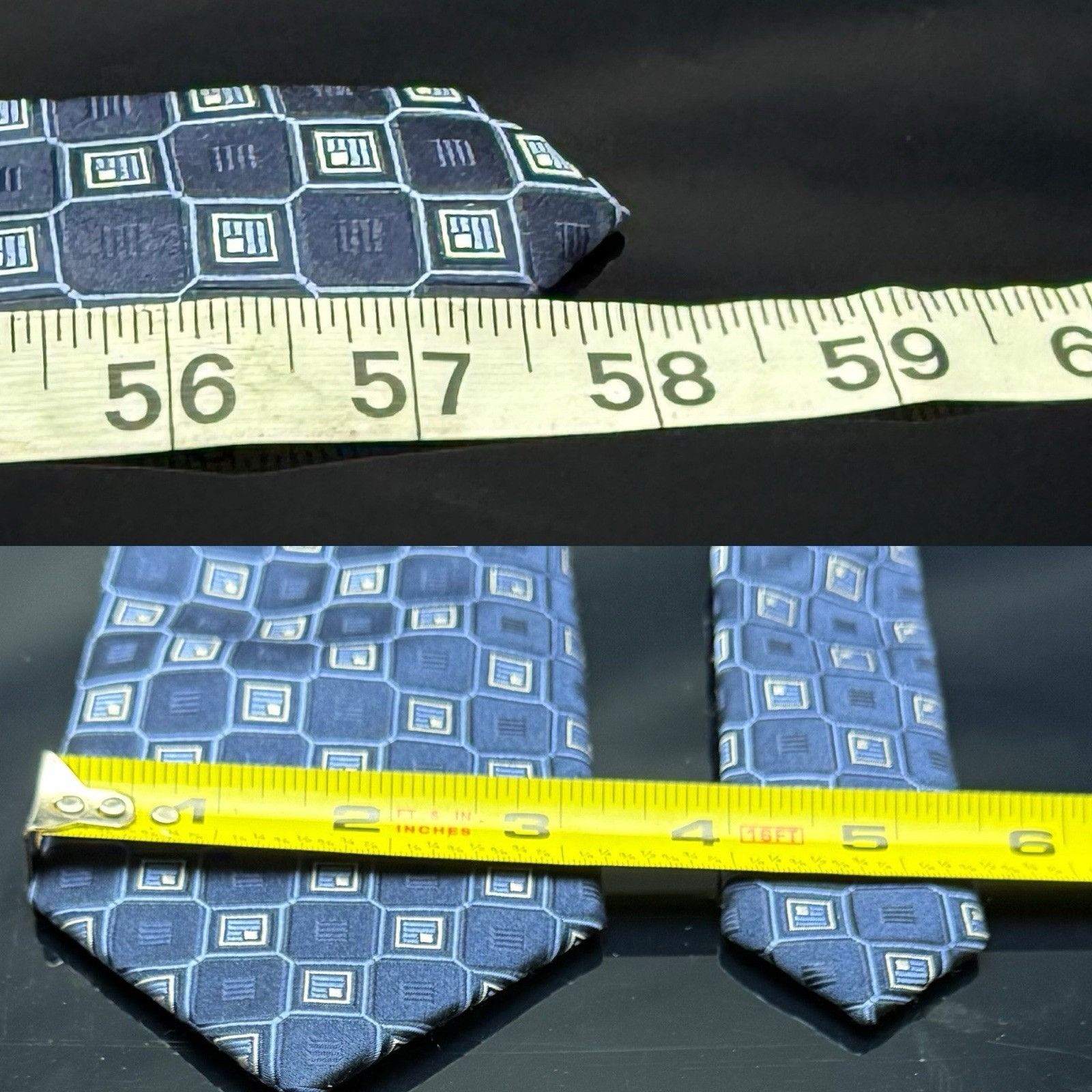 Donald Trump Donald Trump Signature Necktie Blue Geometric Pattern Silk Size ONE SIZE - 3 Thumbnail