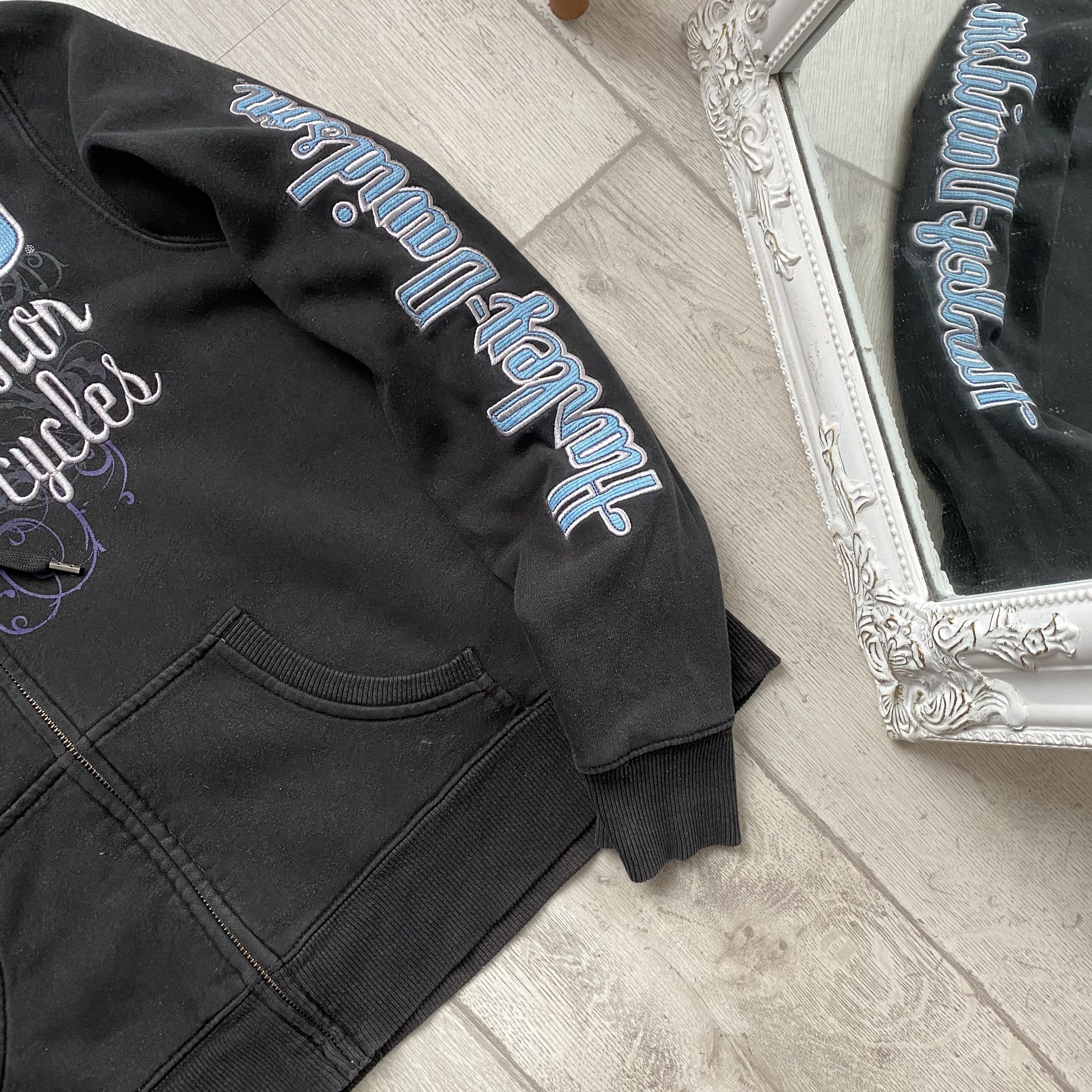 Affliction Vintage 90s Y2K Harley Davidson Logo Biker Graphic Zip Hodie Size L / US 10 / IT 46 - 5 Thumbnail