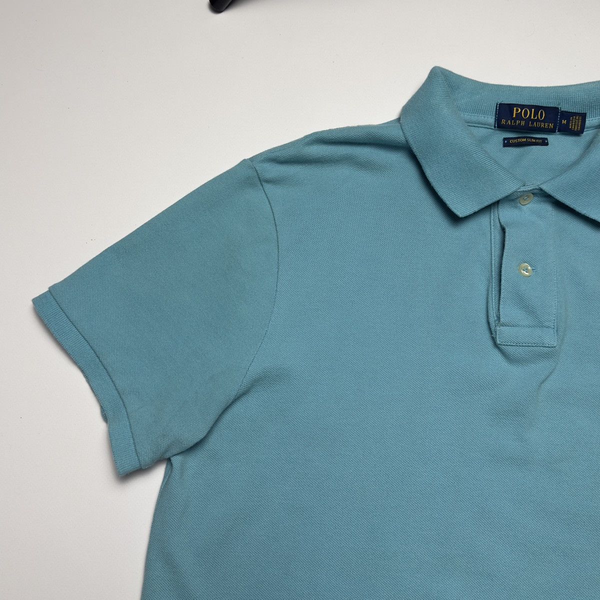 Polo Ralph Lauren Polo Ralph Lauren Custom Slim Fit Pique Polo Turquoise M Size US M / EU 48-50 / 2 - 6 Thumbnail