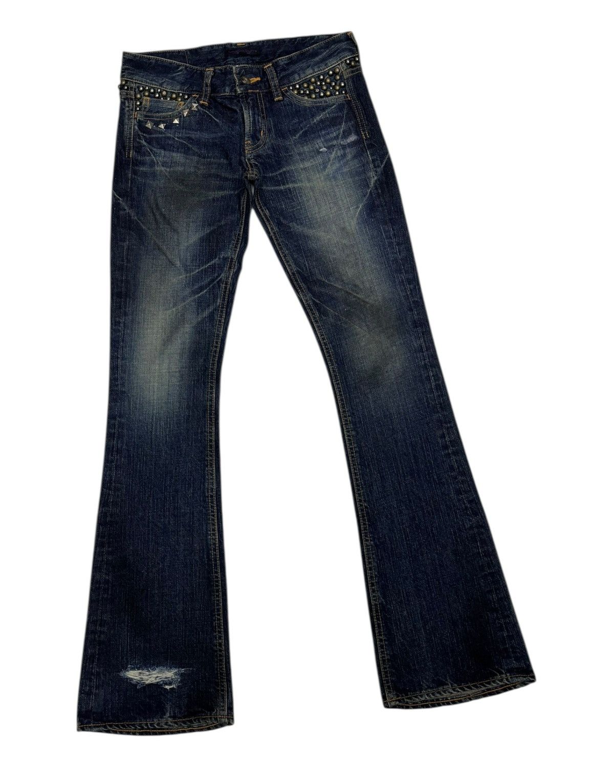 Japanese Brand × Maison Margiela Flare Jeans Maison Gilfy Metal Studded Punk Bootcut Denim Size 28" / US 6 / IT 42 - 3 Thumbnail