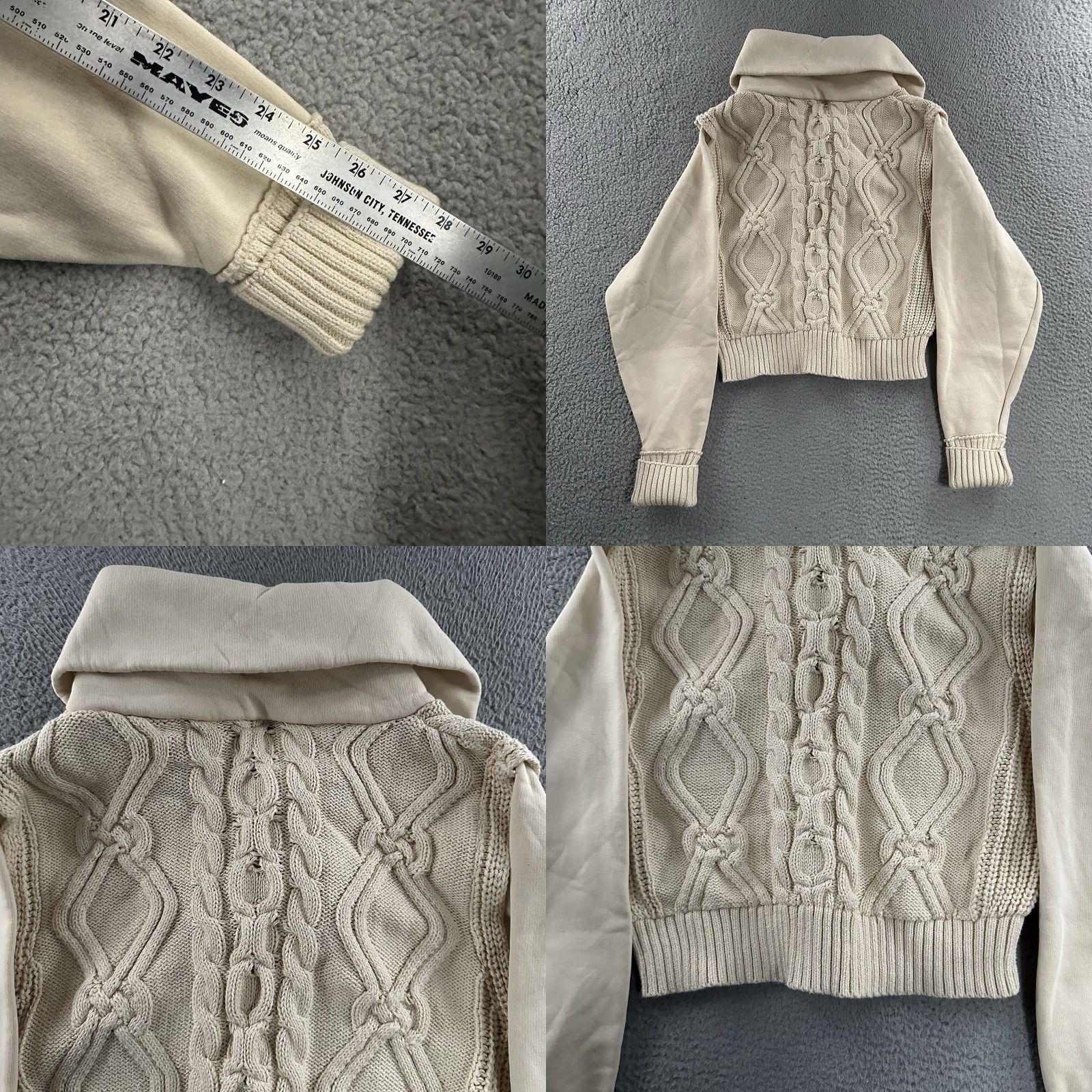 Vintage VINTAGE Pilcro Womens Sweater Beige Medium Anthologie Cable Laced Twofer Cotton Blend Size M / US 6-8 / IT 42-44 - 8 Thumbnail