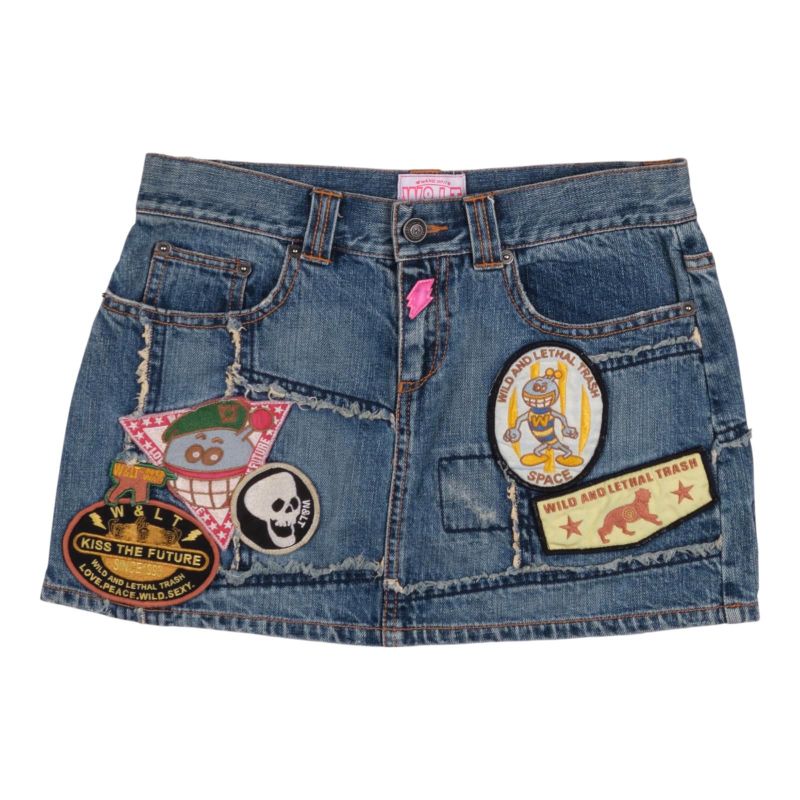 Walter Van Beirendonck W&LT Puk Puk Patchwork Denim Mini Skirt Size 30" / US 8 / IT 44 - 1 Thumbnail