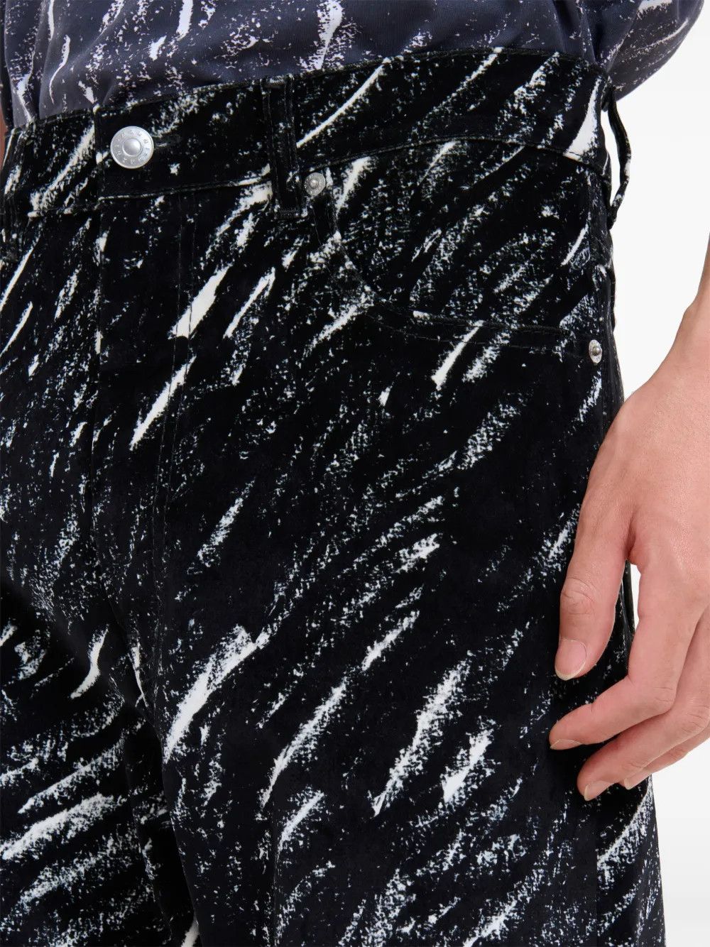 Marni o1w1db11125 Flocked Wide-Leg Jeans in Black Size US 36 / EU 52 - 5 Thumbnail