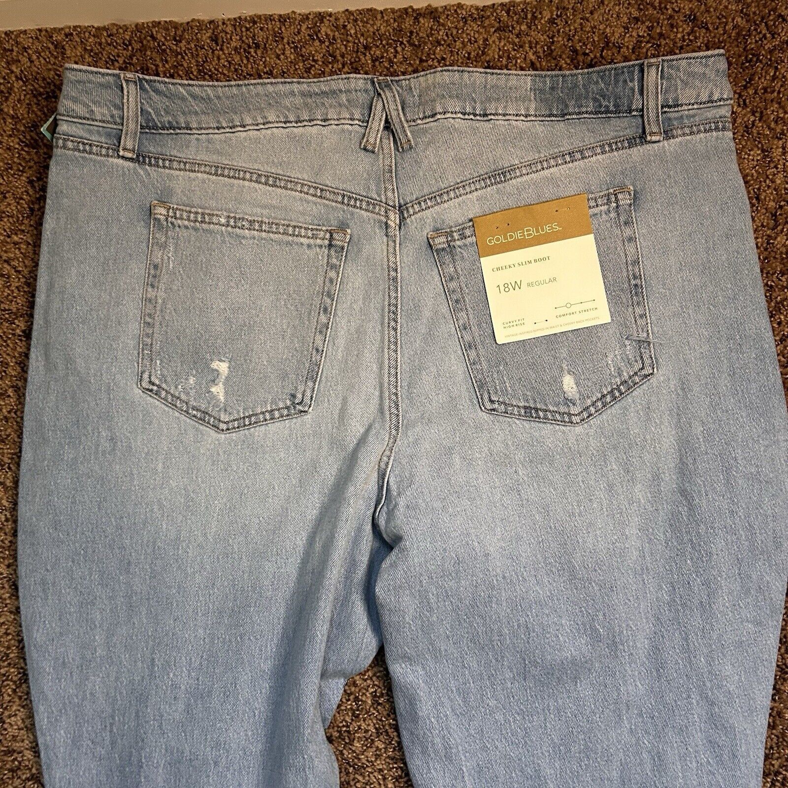 Other Goldie Blues Cheeky Slim Boot Jeans Women's 18W Blue Stretch Size 40" / US 18 - 13 Thumbnail