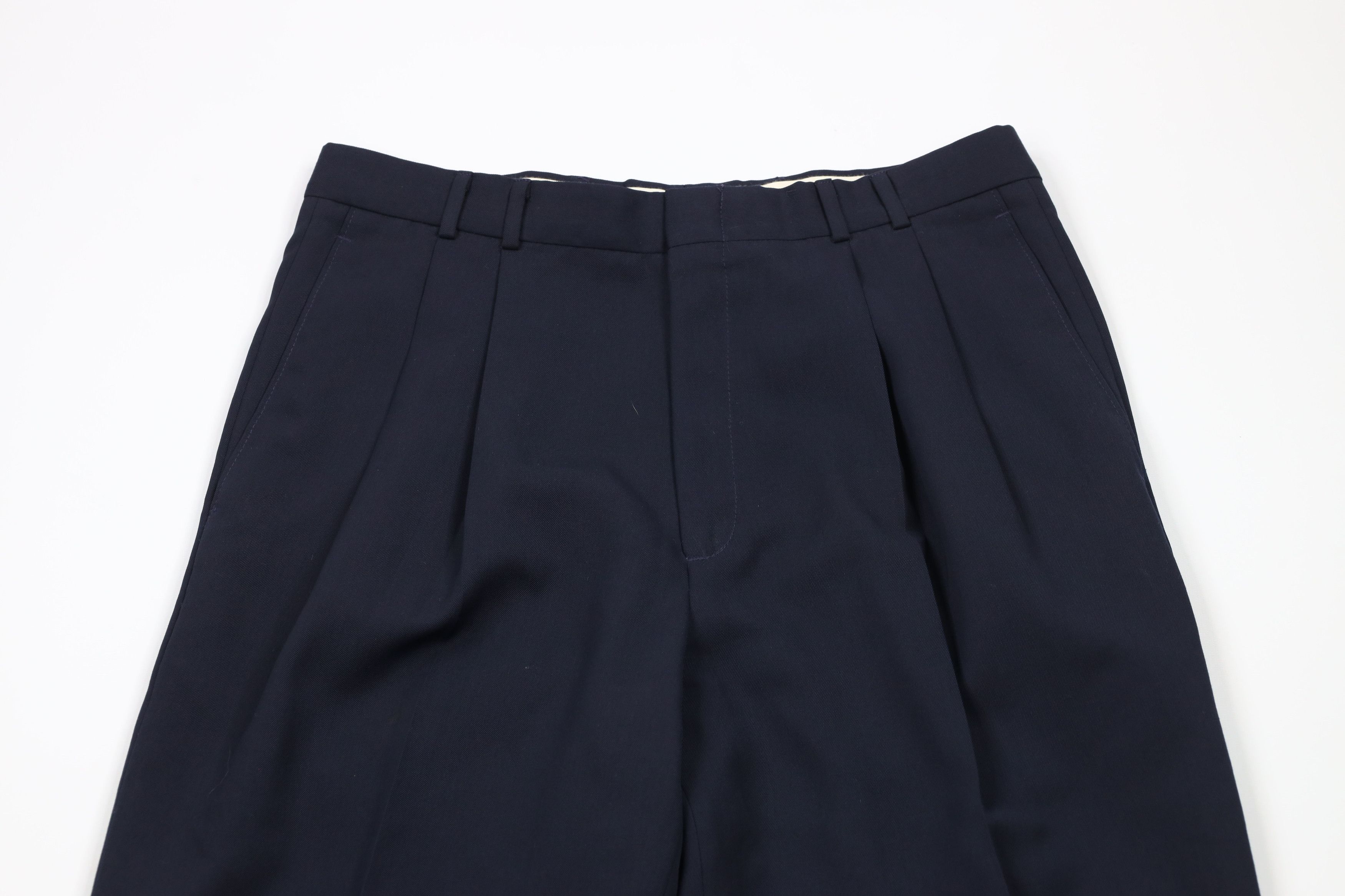 Vintage Vintage 90s Streetwear Pleated Cuffed Chino Pants Navy Blue Size US 32 / EU 48 - 2 Thumbnail