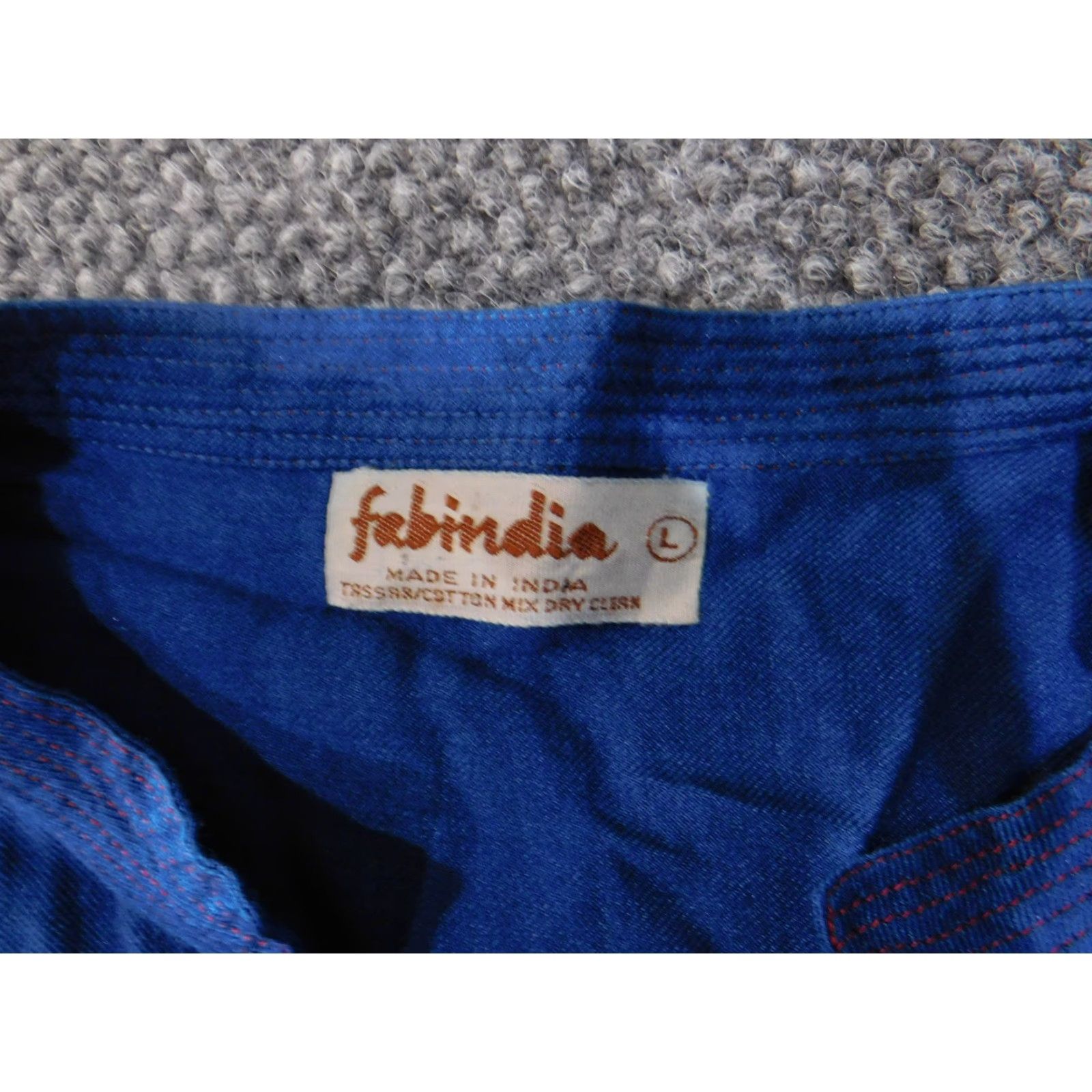 Vintage Fabindia Tunic Blouse Womens L Blue Cotton V-Neck Boho Ethnic Shirt Top Regular Fit Size L / US 10 / IT 46 - 6 Thumbnail