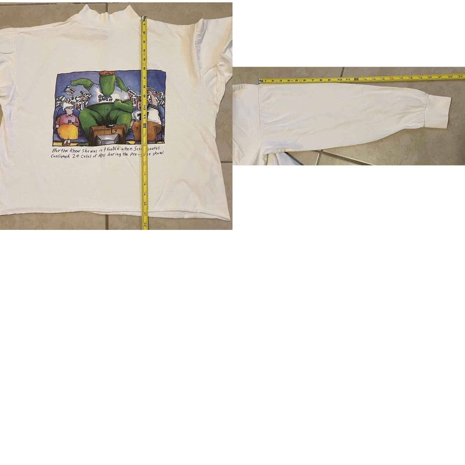 Vintage VINTAGE 90s Pepsi Dinosaur Faded Crop Shirt USA Funny Soda Cartoon Coca Cola Coke White Women Size ONE SIZE - 8 Thumbnail