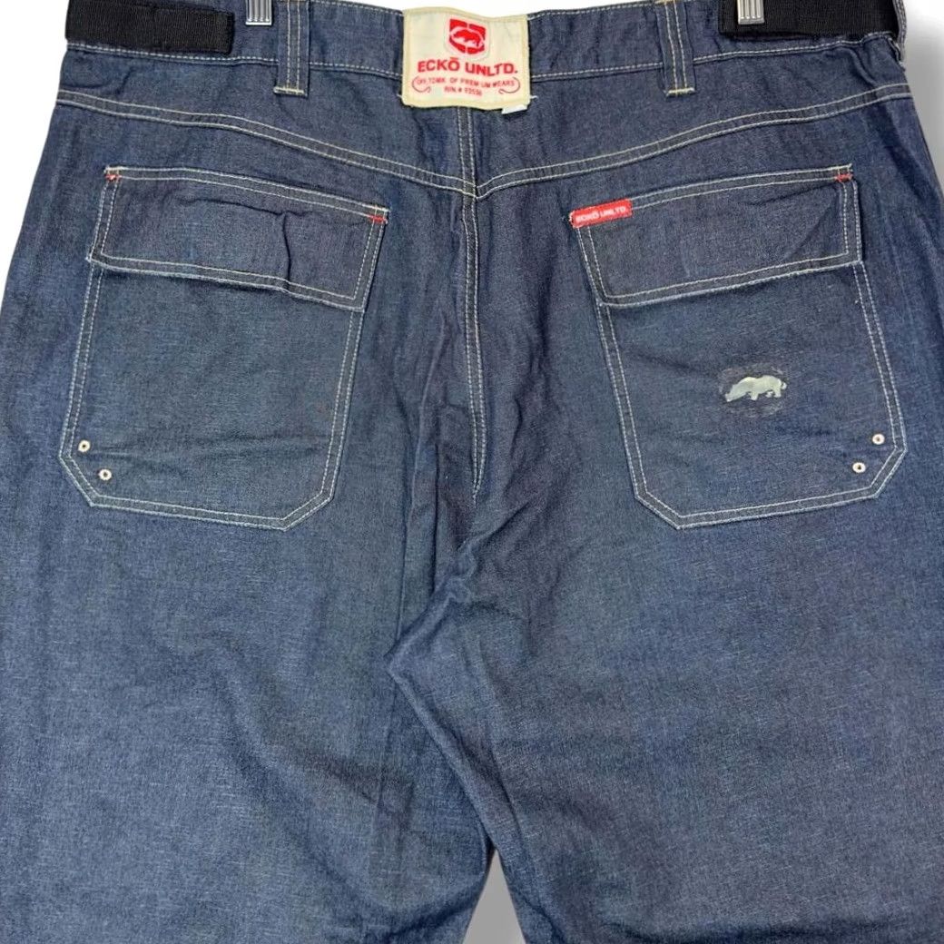 Ecko Unltd. ECKO UNLTD Jeans Mens 42 Dark Wash Cargo Pocket Denim Work Carpenter Wide Leg 90s Retro Vintage? Size US 42 / EU 58 - 5 Thumbnail