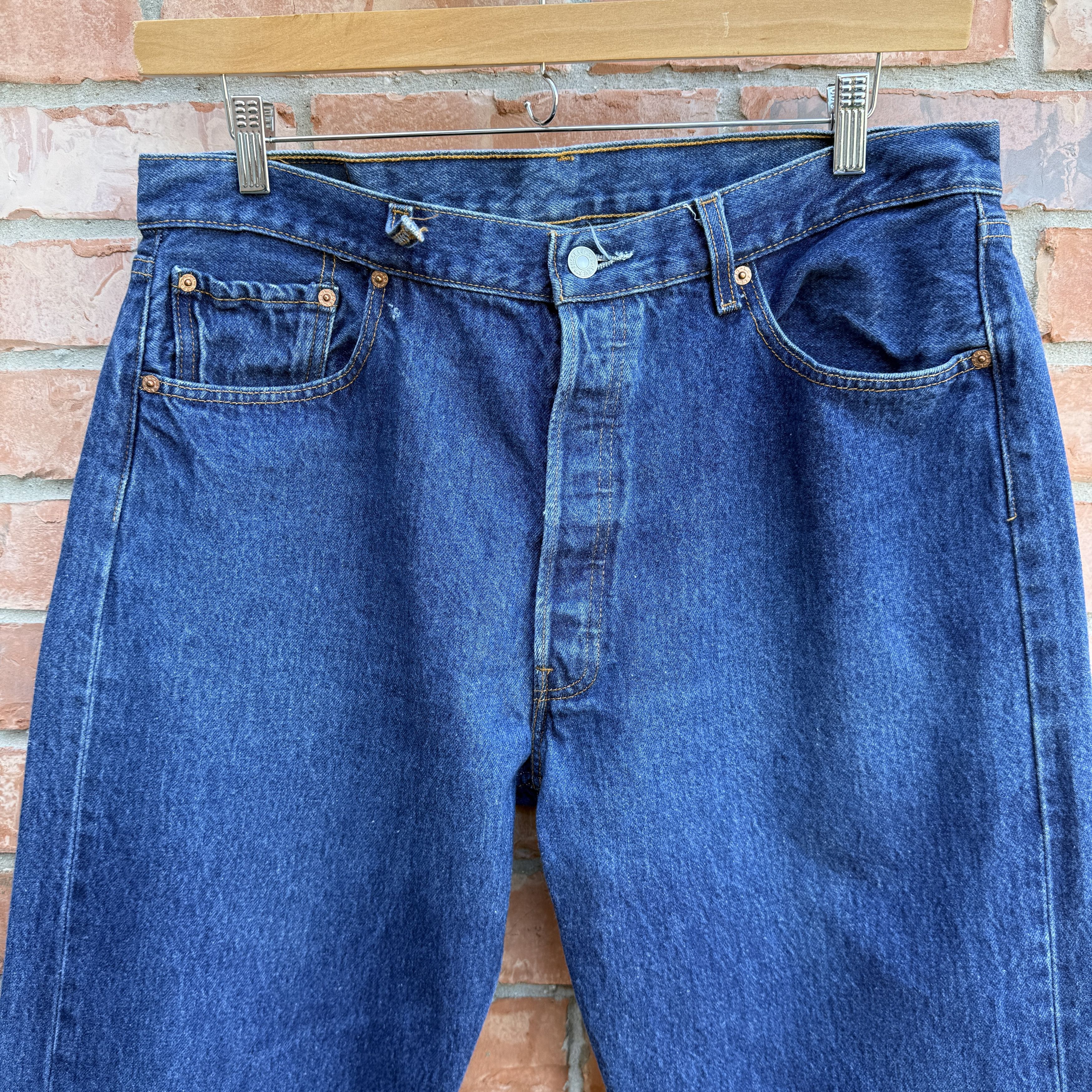 Levi's Vintage 90s Levis 501 Blue Button fly Denim Jeans Size US 36 / EU 52 - 2 Thumbnail