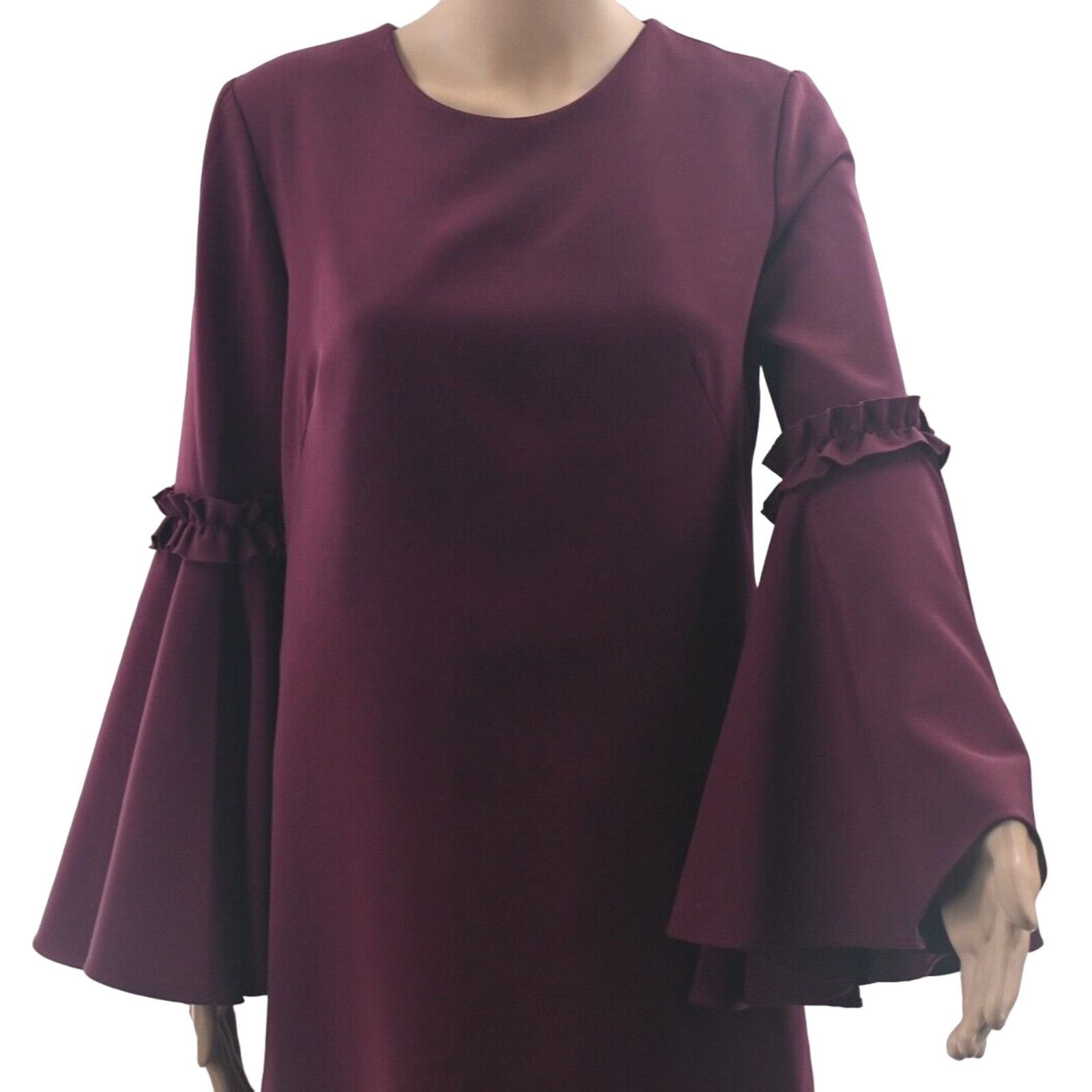 MILLY MILLY Cady Plum Magenta Wide Bell Ruffle Sleeve Mini Dress 4 Size S / US 4 / IT 40 - 4 Thumbnail