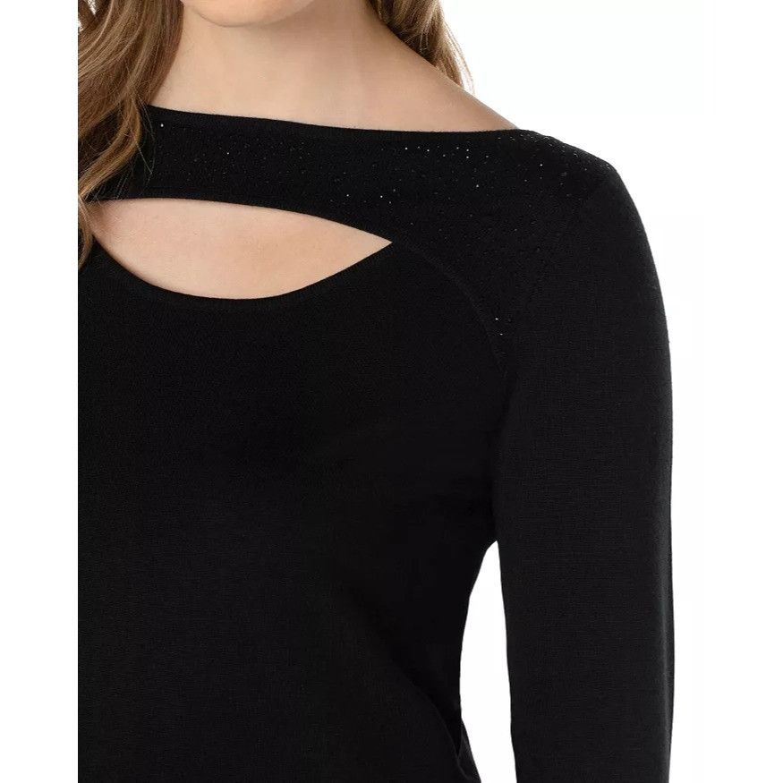 Other Liverpool Los Angeles Black Rhinestone Cutout Sweater Size M Size M / US 6-8 / IT 42-44 - 2 Thumbnail