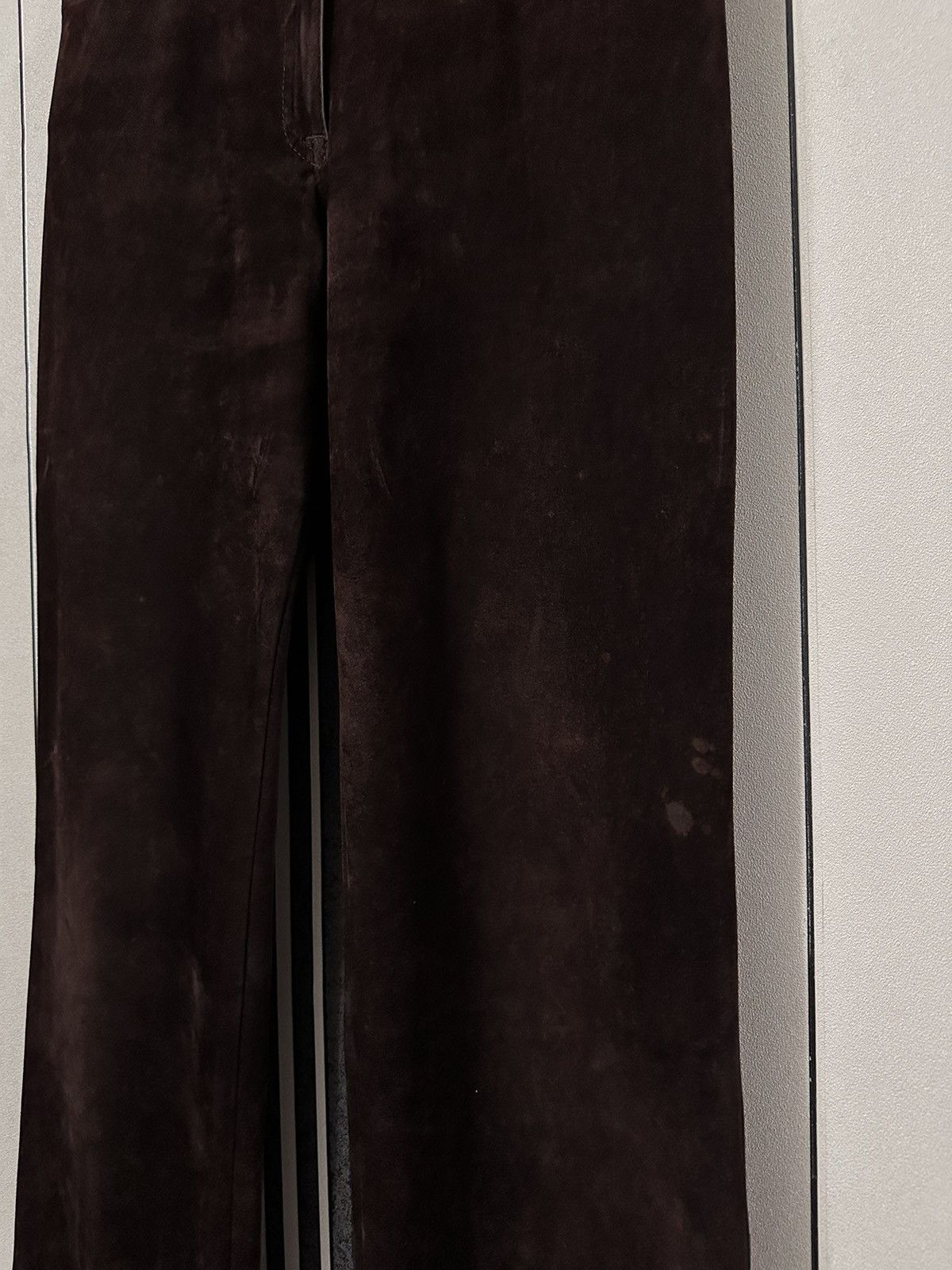 Armani 80ʼs Armani Stretchy Velour Dark Brown Rarest Pants Size 27" / US 4 / IT 40 - 4 Thumbnail