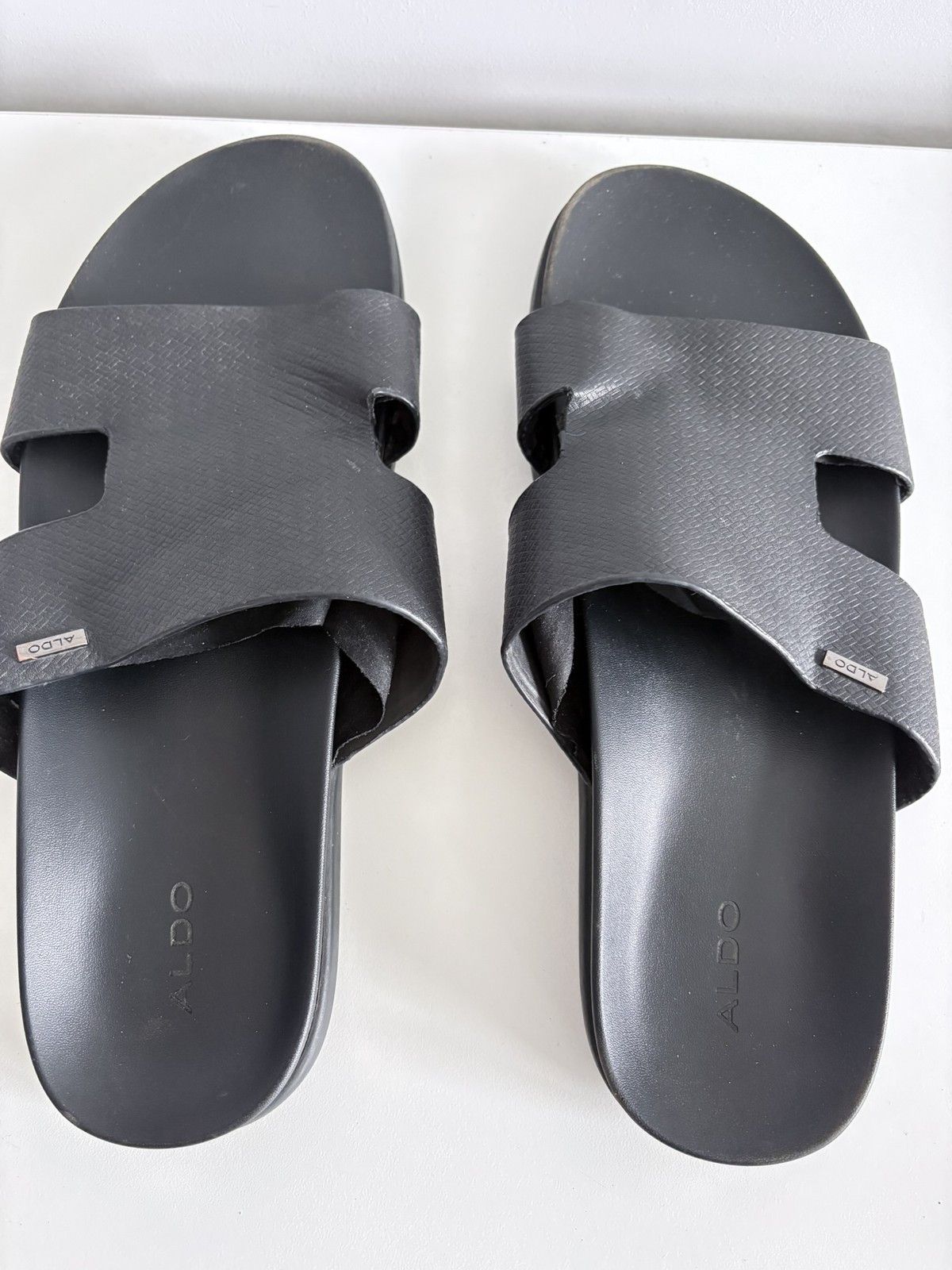 Aldo Aldo Black Men's Leather Slide Sandals Size 44 Size US 11 / EU 44 - 4 Thumbnail