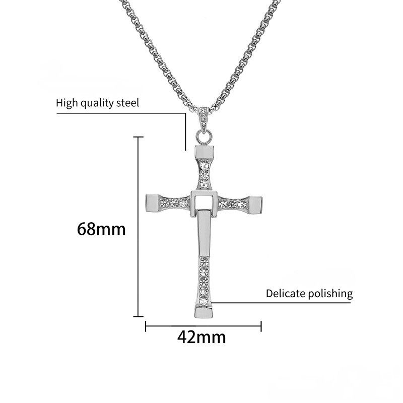 Designer × Japanese Brand Stainless Steel Necklace Cubic Zirconia Cross Pendant Size ONE SIZE - 3 Thumbnail
