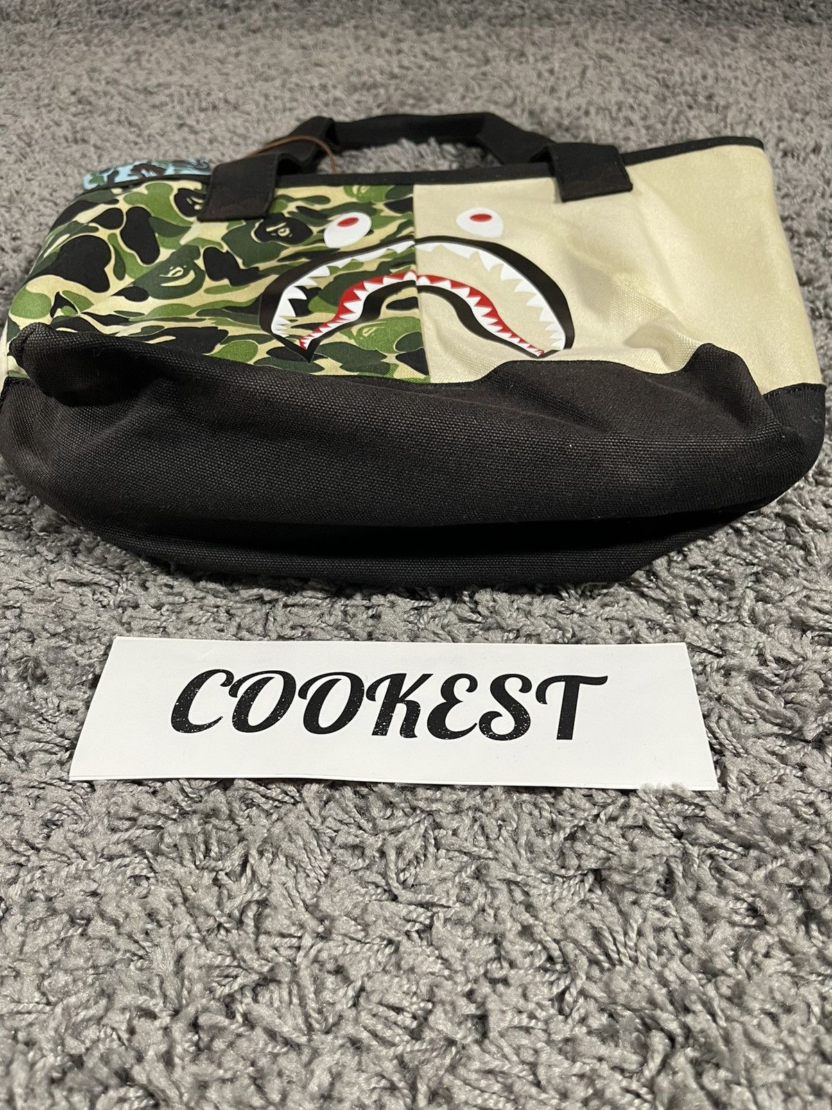 Bape BAPE Half ABC Camo Shark Face Tote Bag Green Ivory Size ONE SIZE - 7 Thumbnail