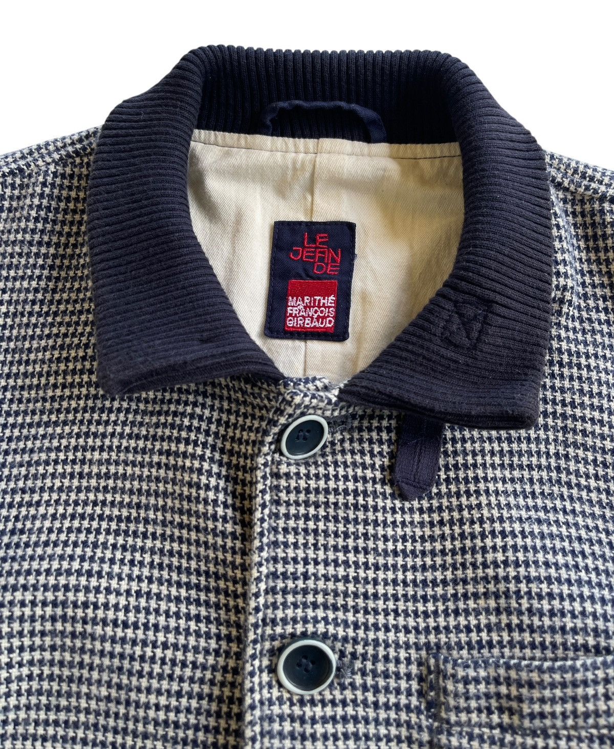 Marithe + Francois Girbaud MFG Short Coat Navy Houndstooth Jacket Size US M / EU 48-50 / 2 - 5 Thumbnail