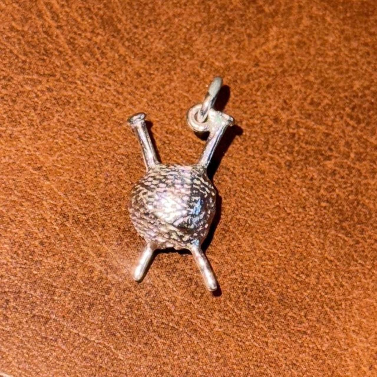 Designer Vintage Sterling Yarn & Knitting Needles Pendant/Charm Size ONE SIZE - 3 Thumbnail