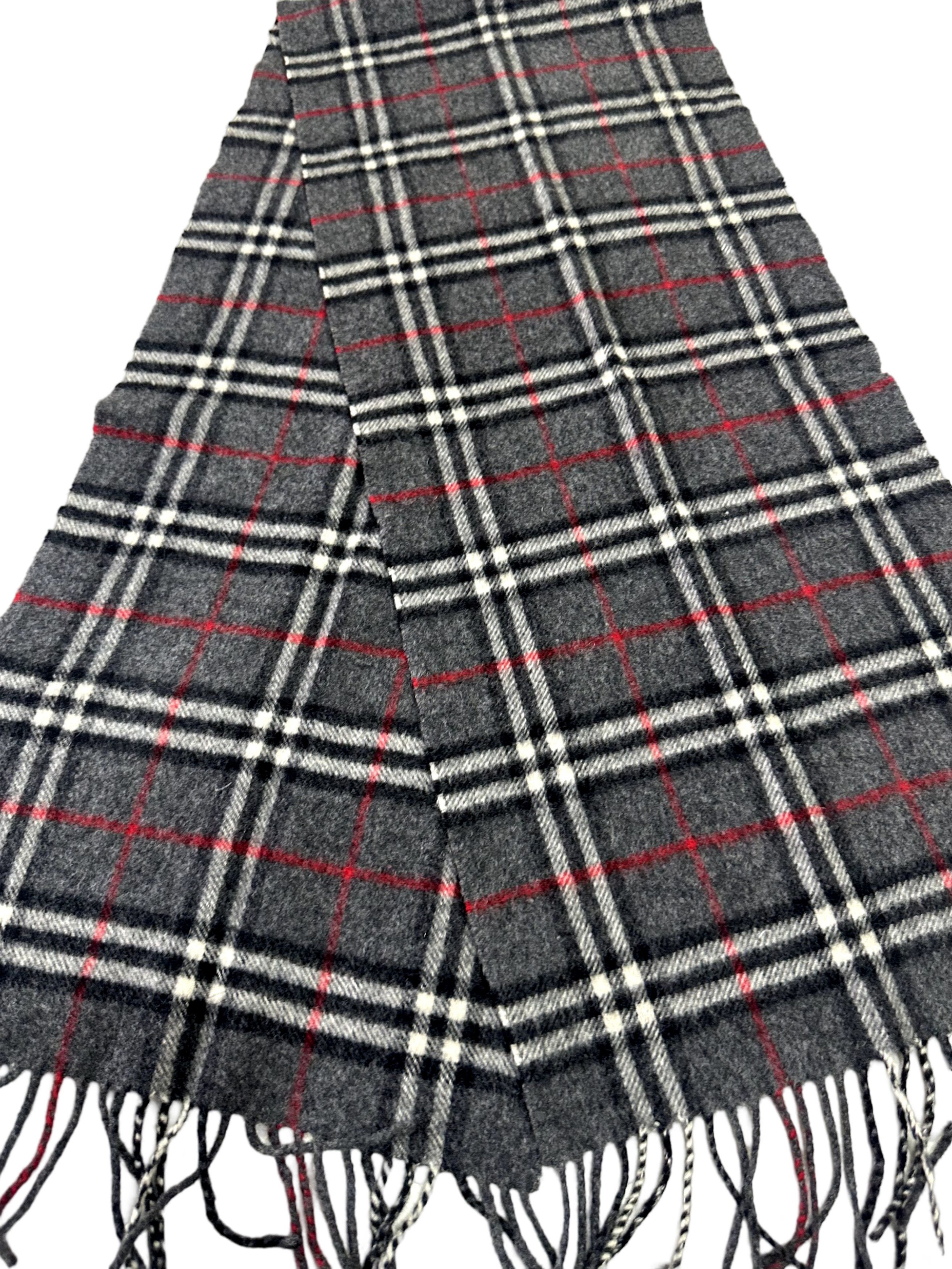 Burberry Burberrys Classic Check Grey 100% Lambswool Unisex Scarf Size ONE SIZE - 2 Thumbnail