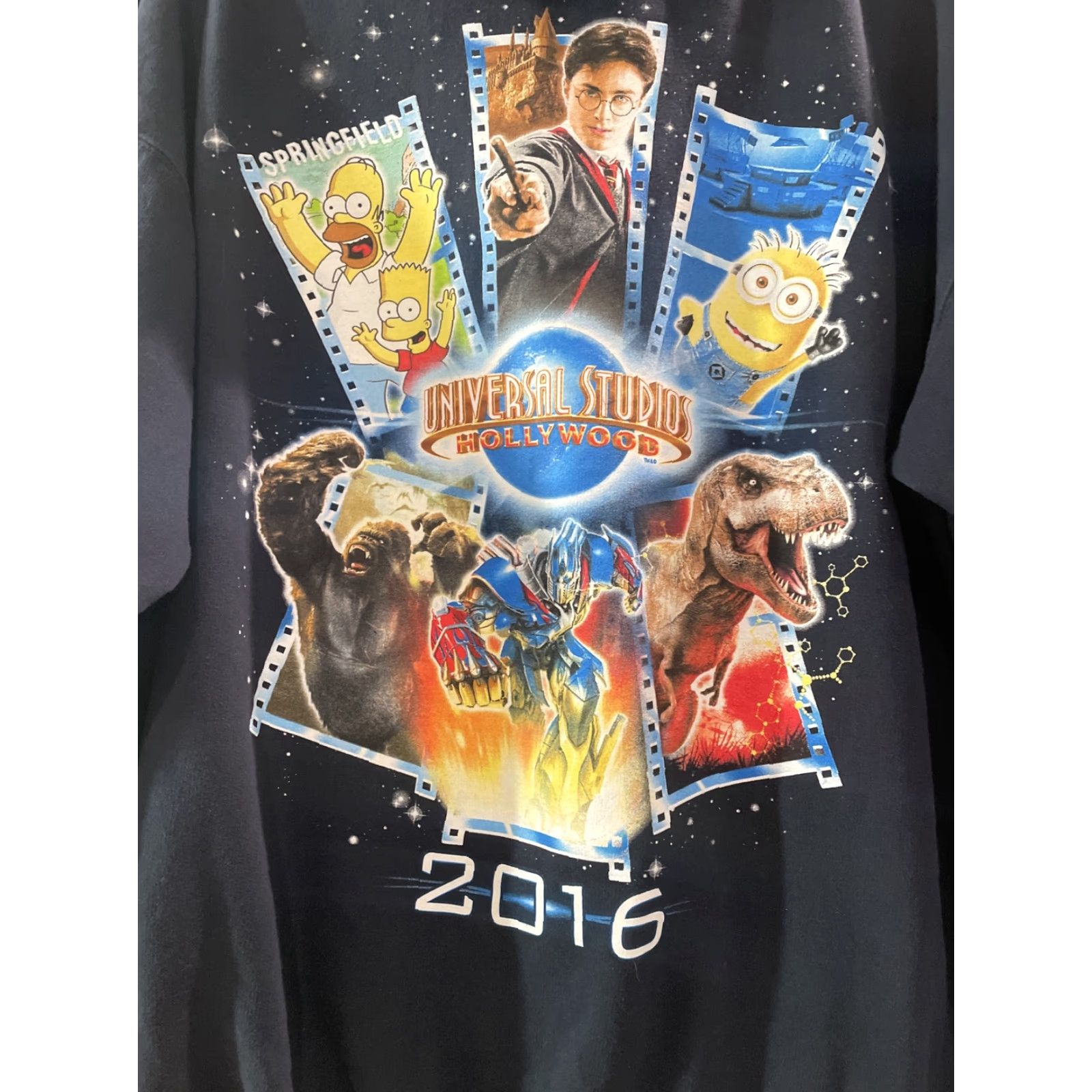 Vintage Universal Studios Hoodie Adult XL Blue Full Zip Graphic Print Themed Jurassic Park Harry Potter Simpsons 2016 Mens Size US XL / EU 56 / 4 - 2 Thumbnail