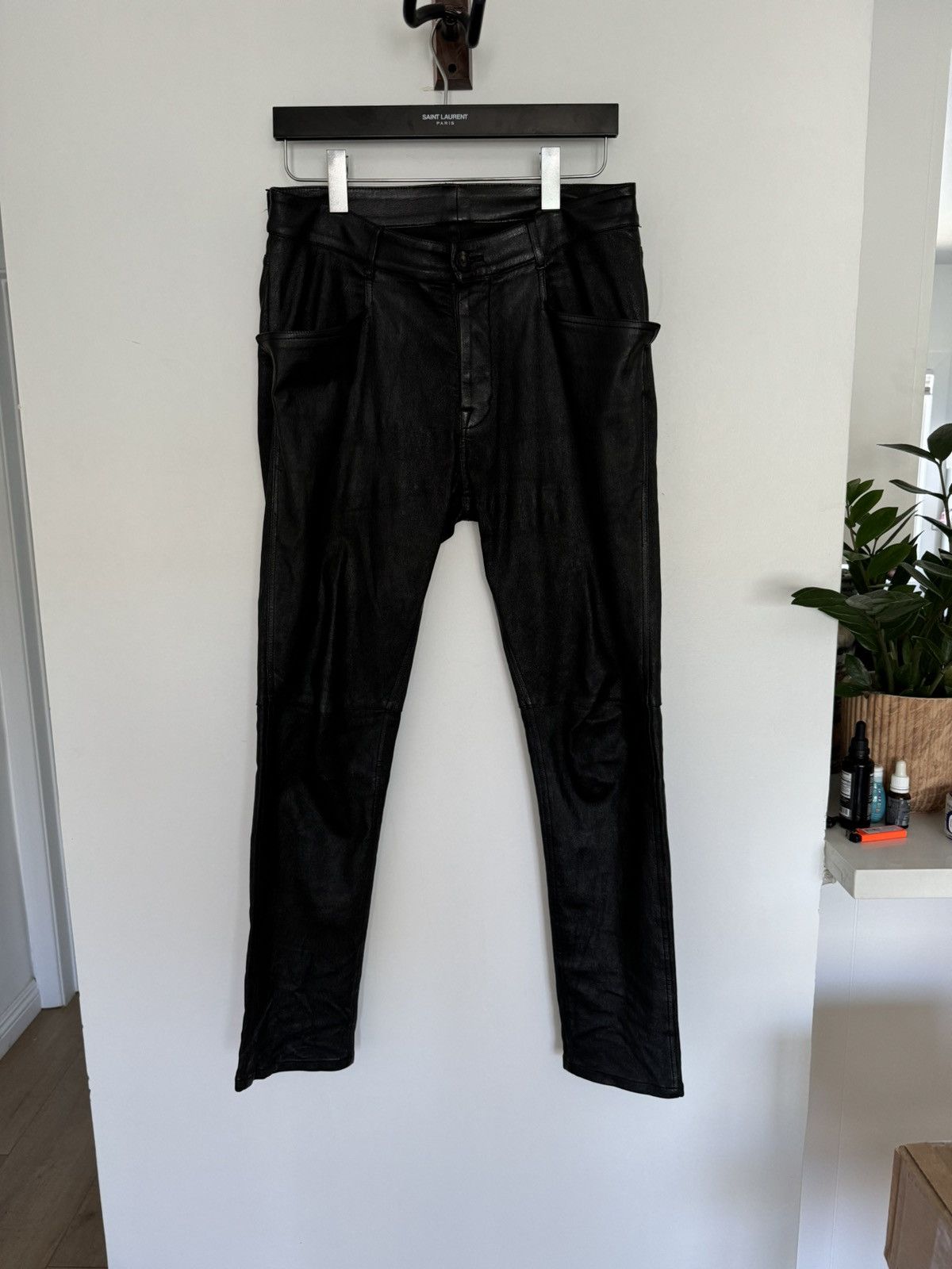 Pre-owned Rick Owens Lamb Leather Larry Pants In Black