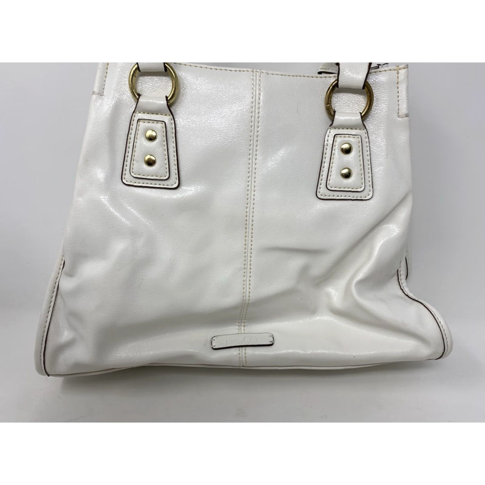 Vintage VINTAGE Nine & Co Faux Leather Handbag White Shoulder Bag 3 Compartments Classic 90s Womens Size ONE SIZE - 2 Thumbnail