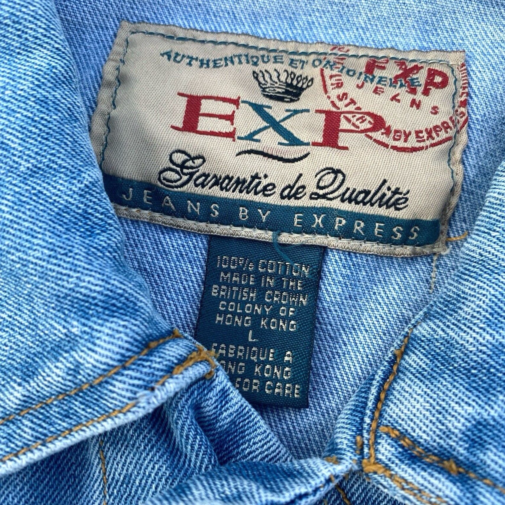 Express VINTAGE Express Denim Jean Jacket L Blue Women Jacket L Blue Express Denim Jean Jacket Women Size 36" / US 14 / IT 50 - 3 Thumbnail